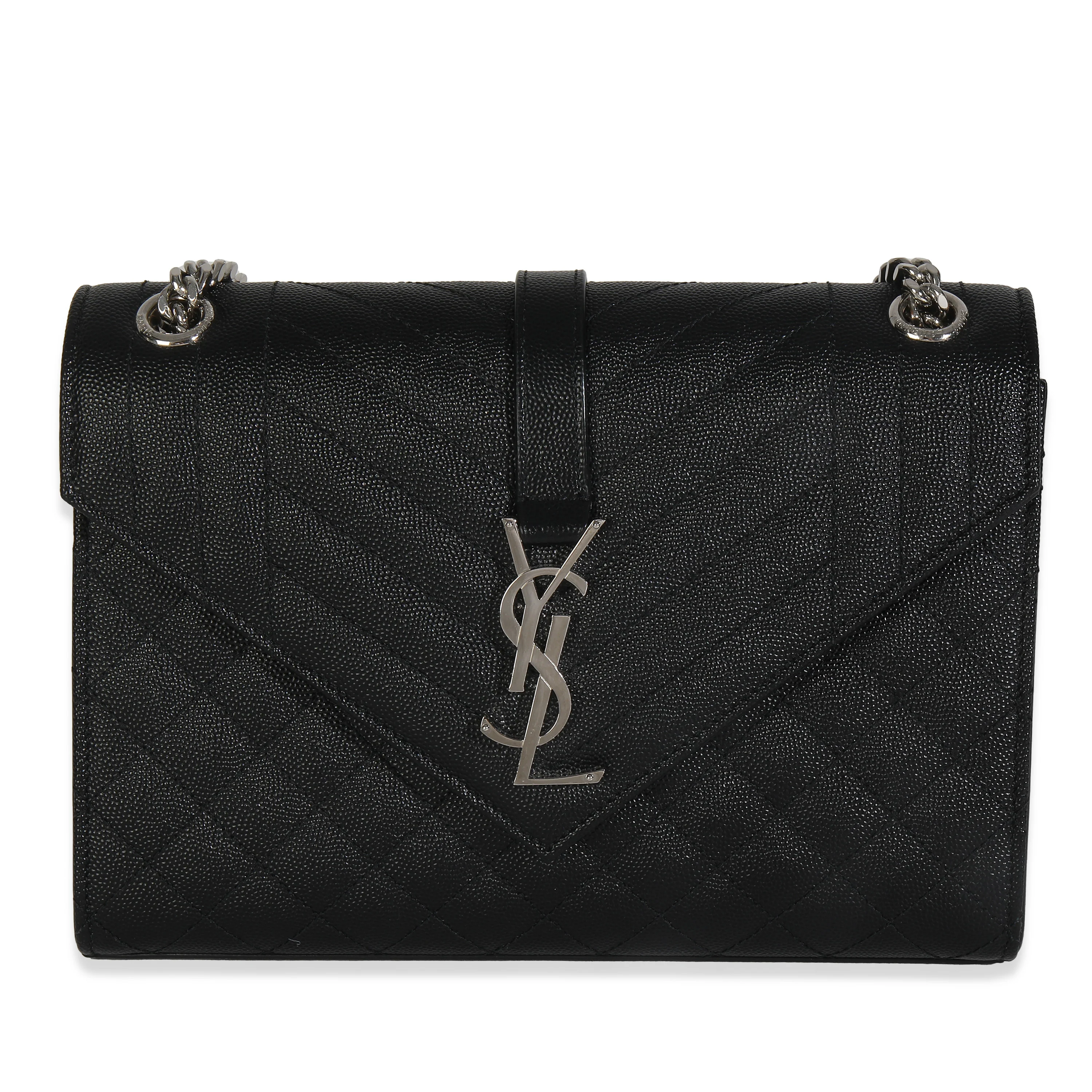 Black Grain De Poudre Mixed Matelasse Triquilt Medium Envelope Bag
