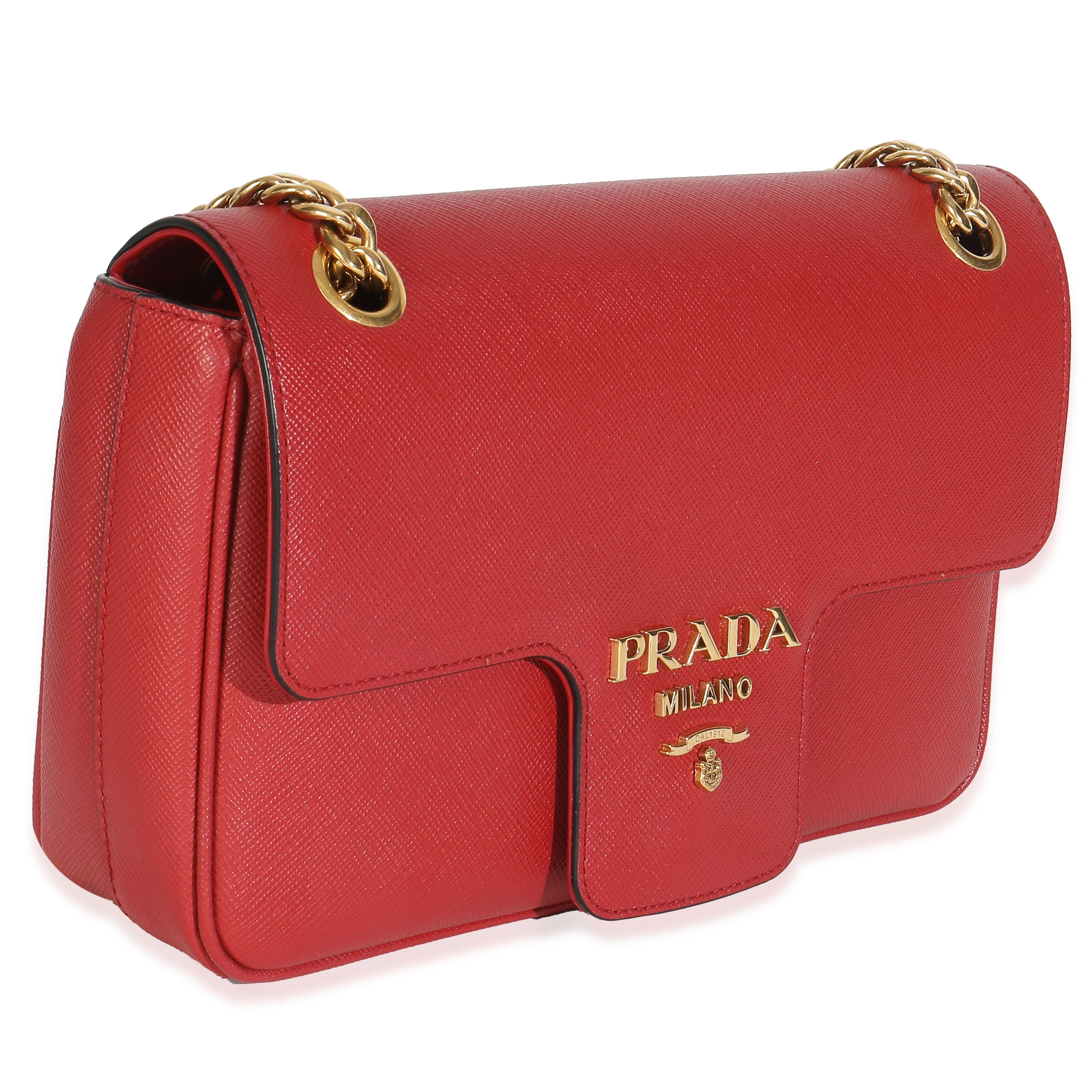 Red Saffiano Pattina Flap Bag - Image 3