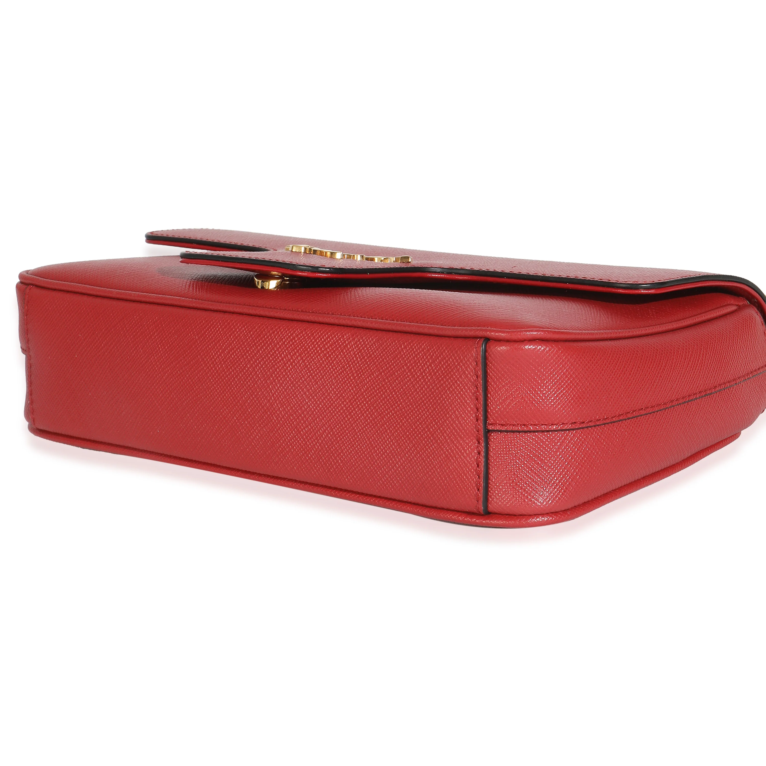 Red Saffiano Pattina Flap Bag - Image 7