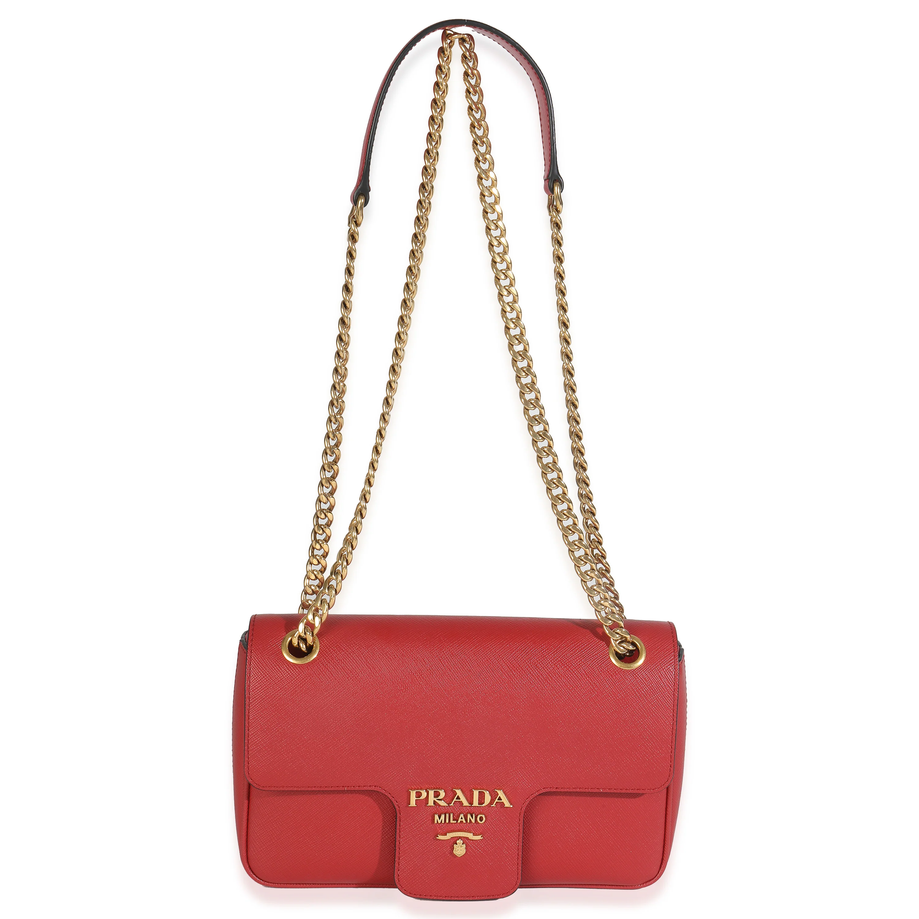 Red Saffiano Pattina Flap Bag - Image 8