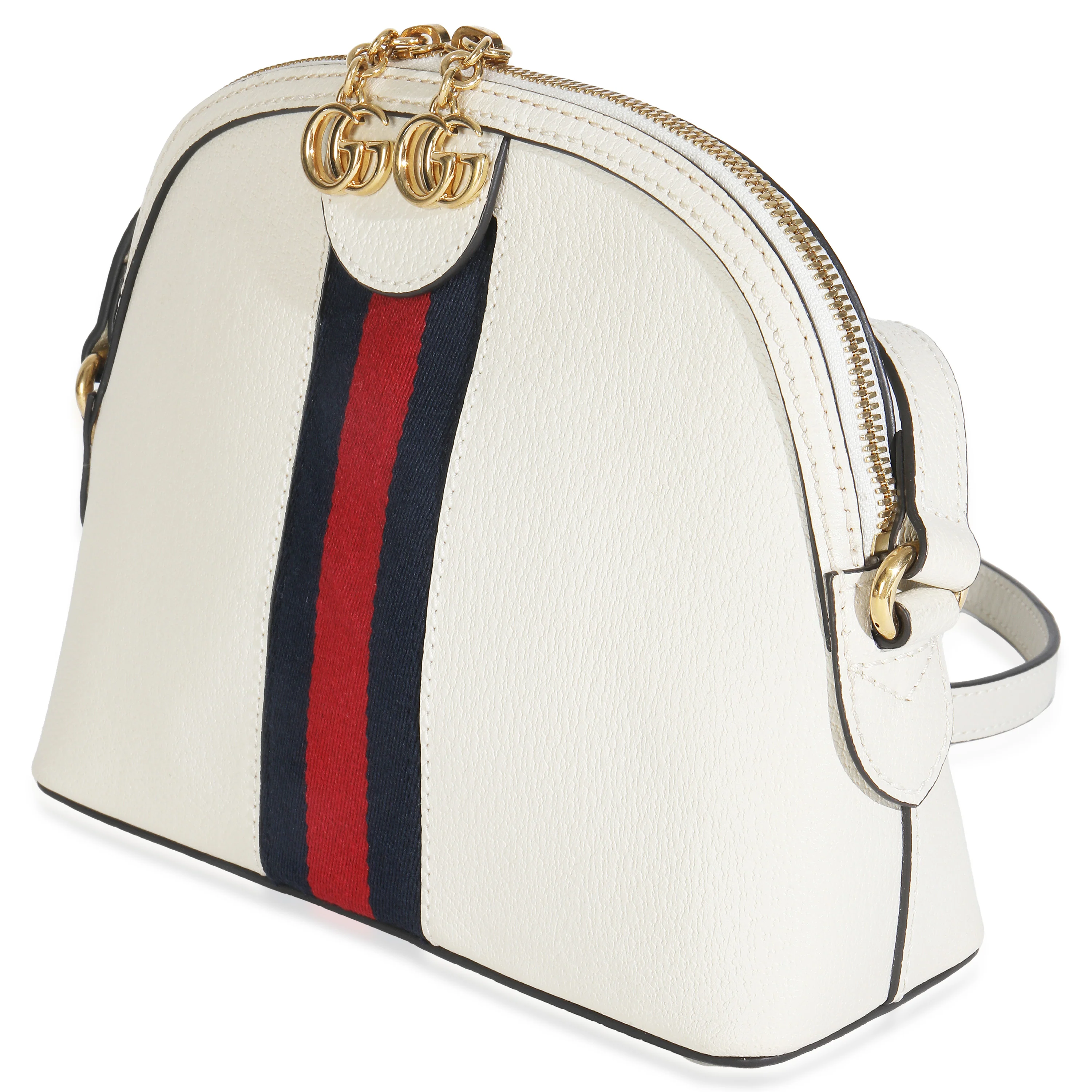 Mystic White Textured Dollar Calfskin Web Small Ophidia Dome Bag - Image 2