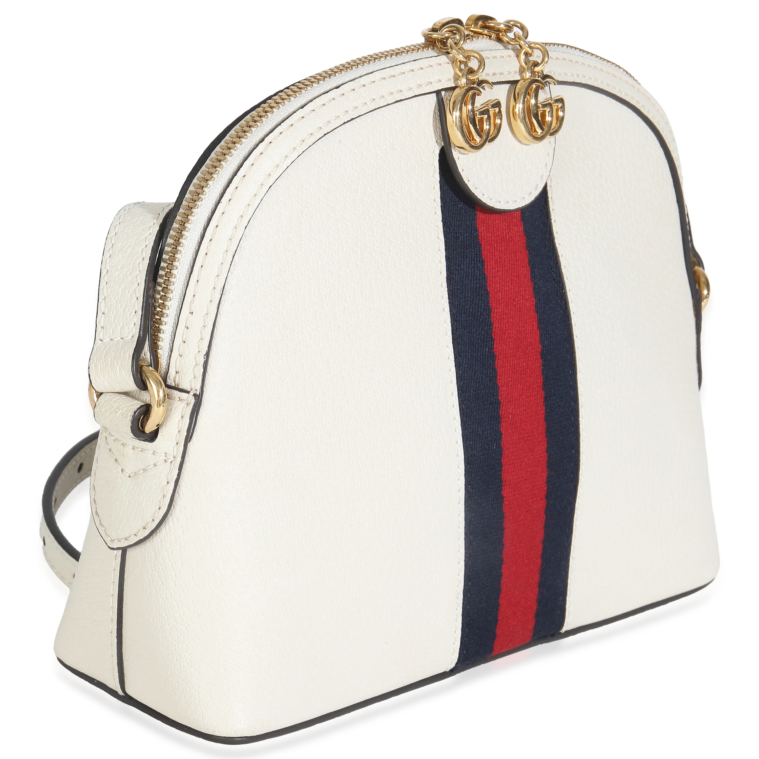 Mystic White Textured Dollar Calfskin Web Small Ophidia Dome Bag - Image 3