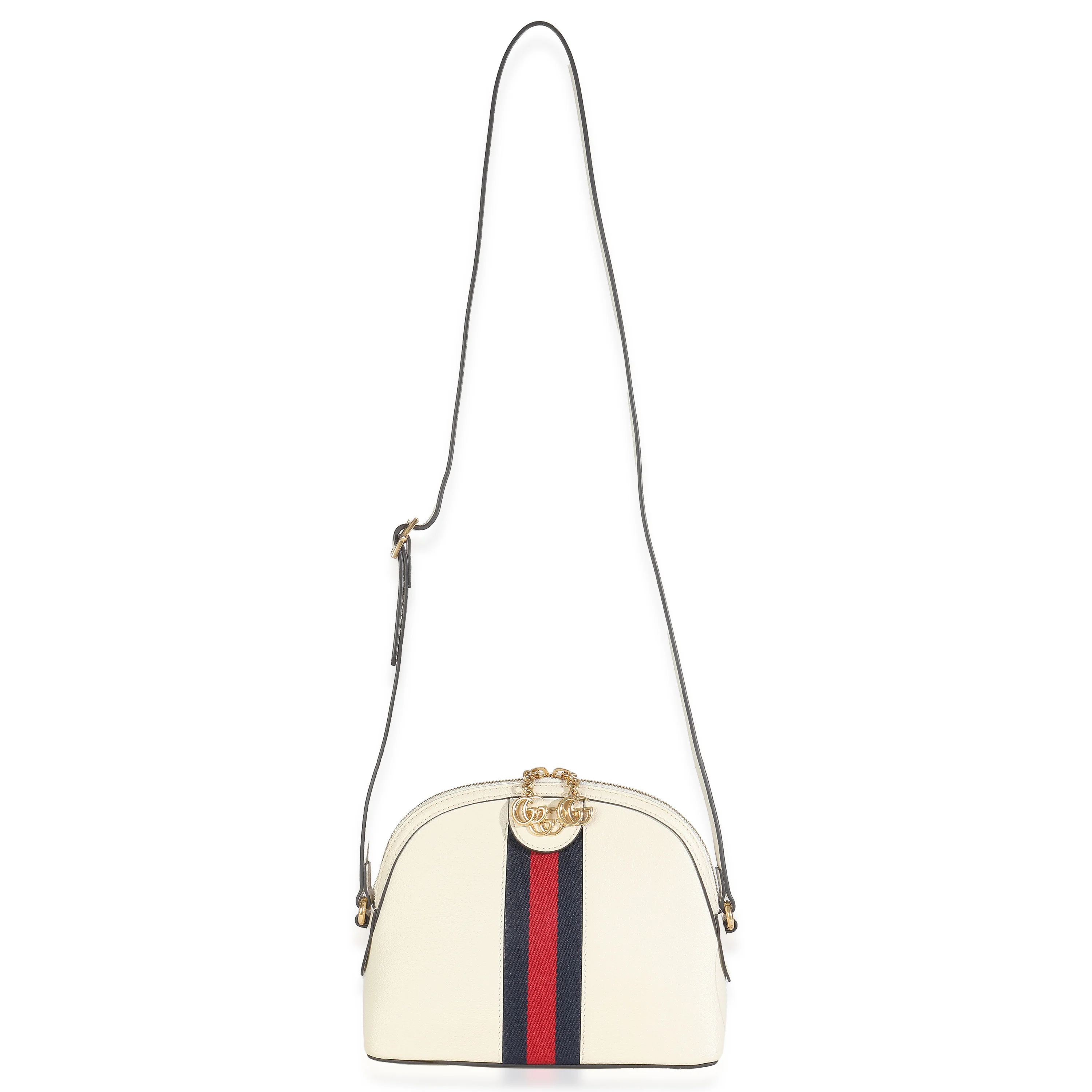 Mystic White Textured Dollar Calfskin Web Small Ophidia Dome Bag - Image 6