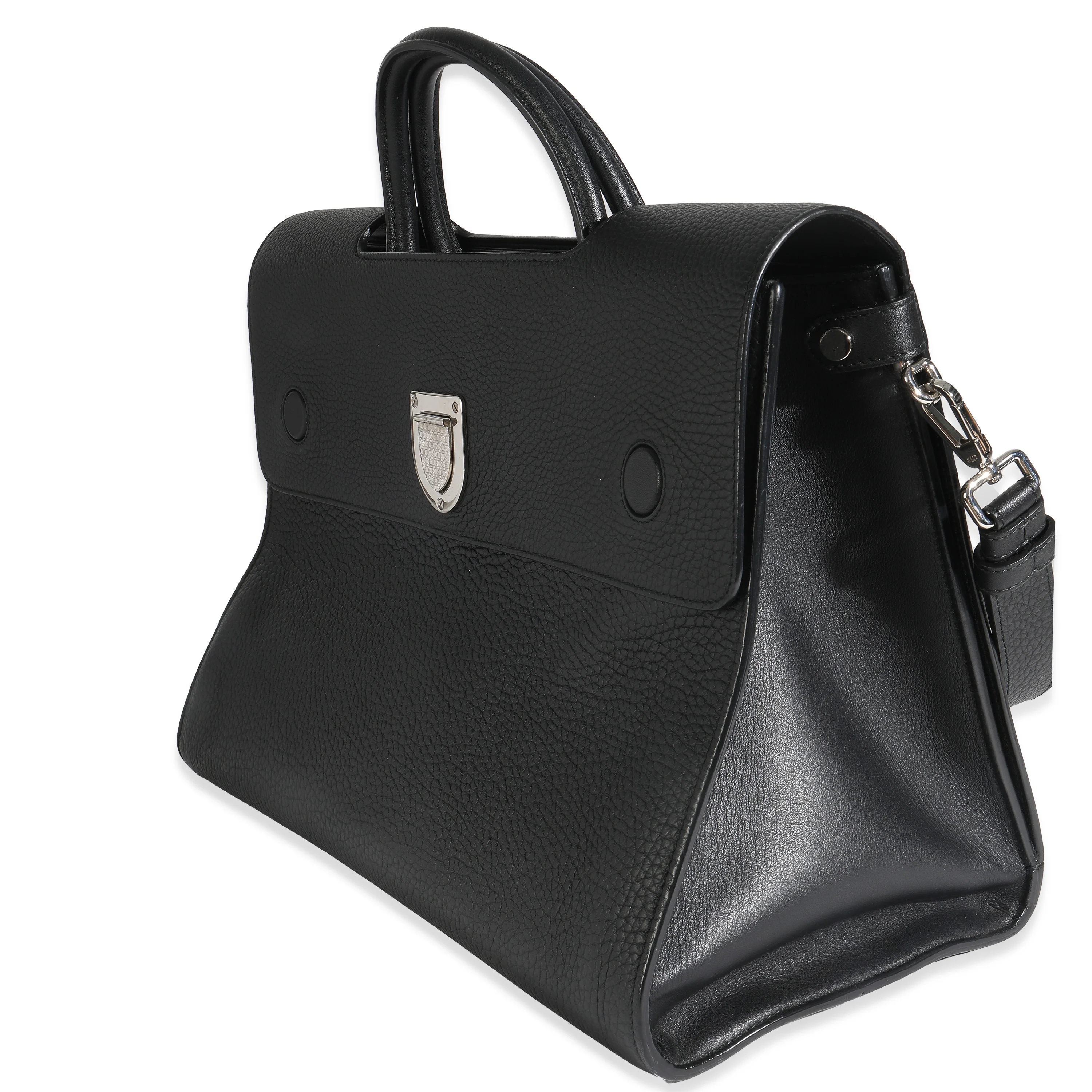 Black Grained Calfskin Large Diorever Flap Bag - Image 2