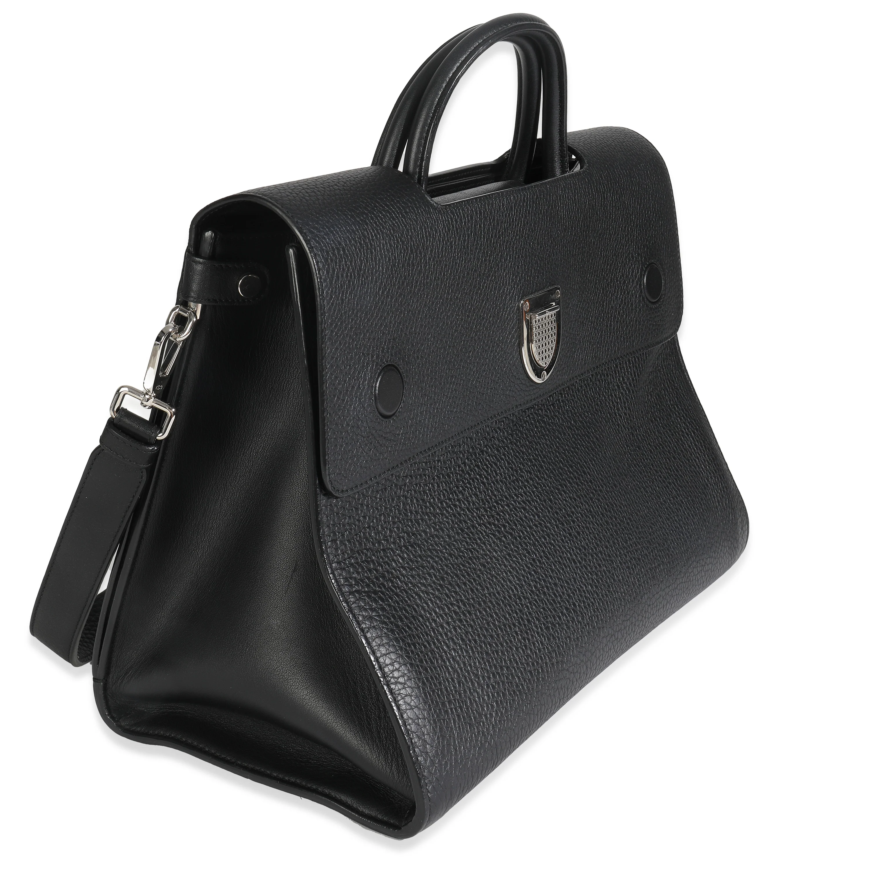Black Grained Calfskin Large Diorever Flap Bag - Image 3