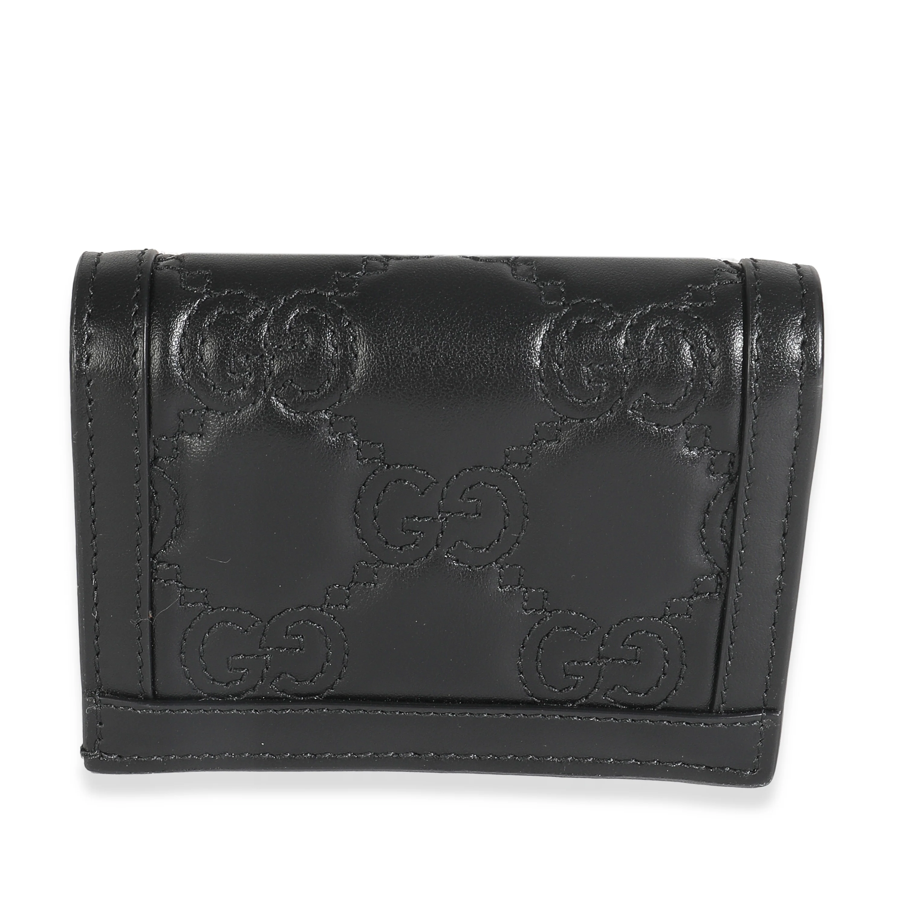 Black Calfskin Matelasse GG Card Case Wallet - Image 4