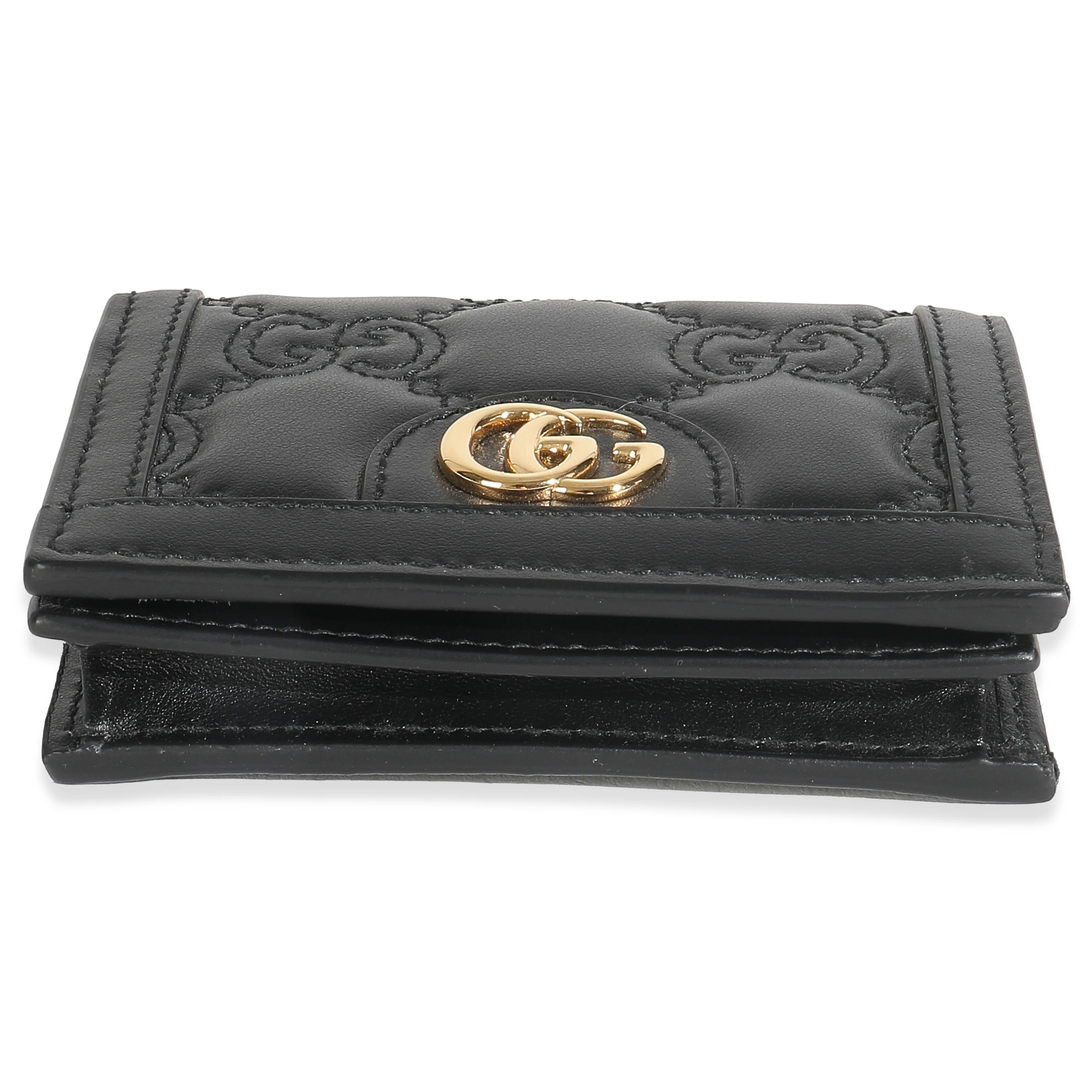Black Calfskin Matelasse GG Card Case Wallet - Image 5