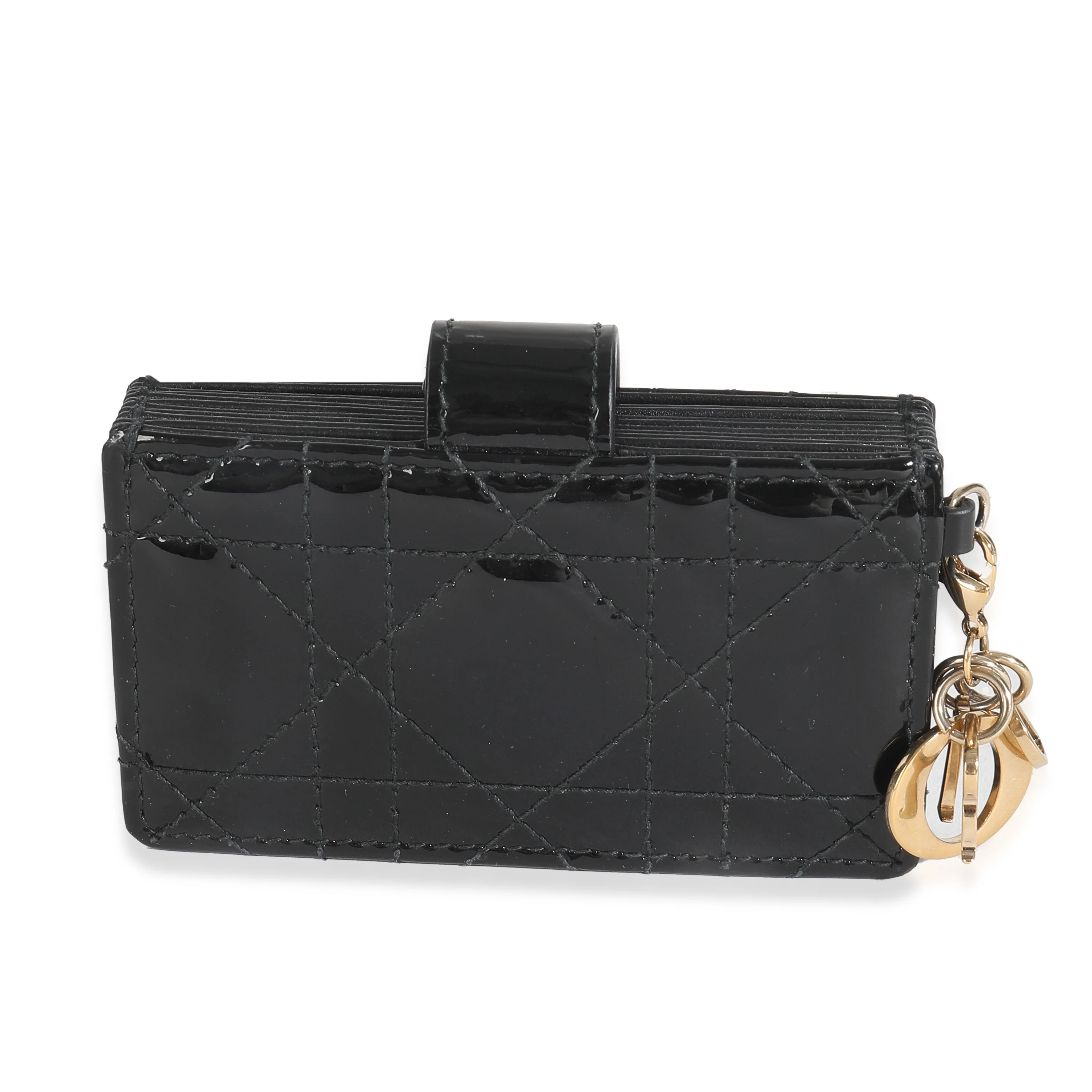 Black Patent Cannage Lady Dior 5 Gusset Card Holder - Image 4