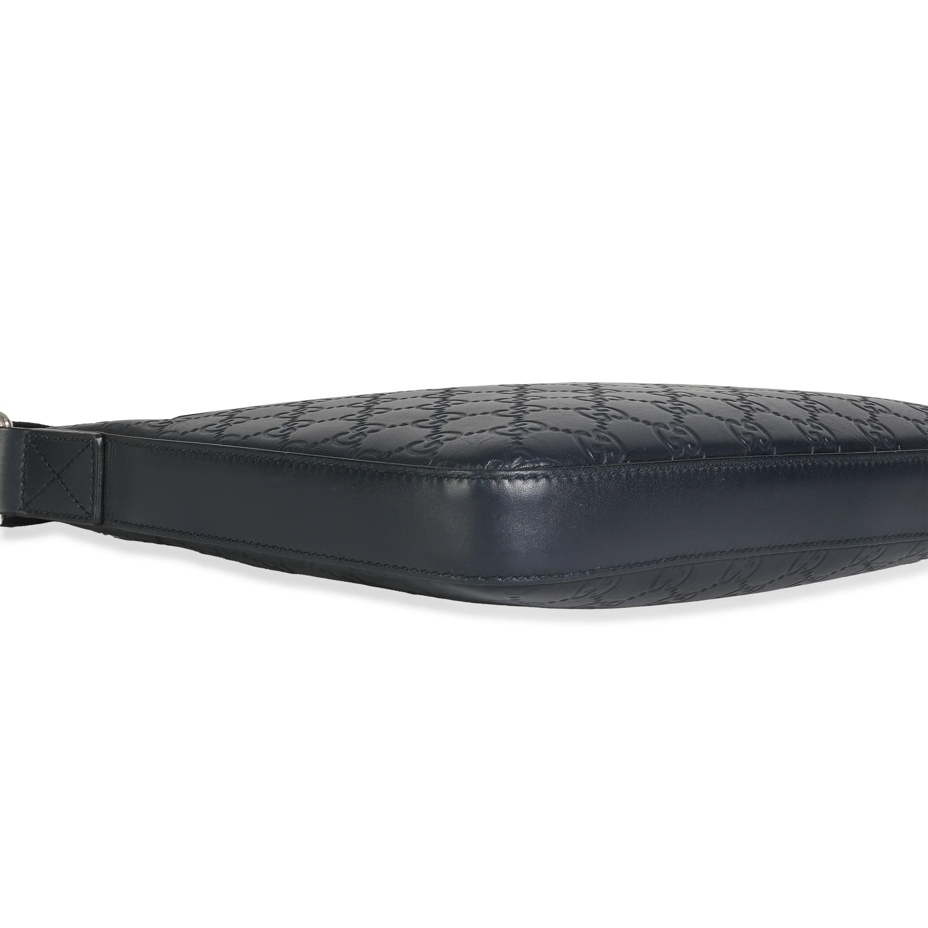 Blue Guccissima Signature Medium Flat Messenger Bag - Image 6