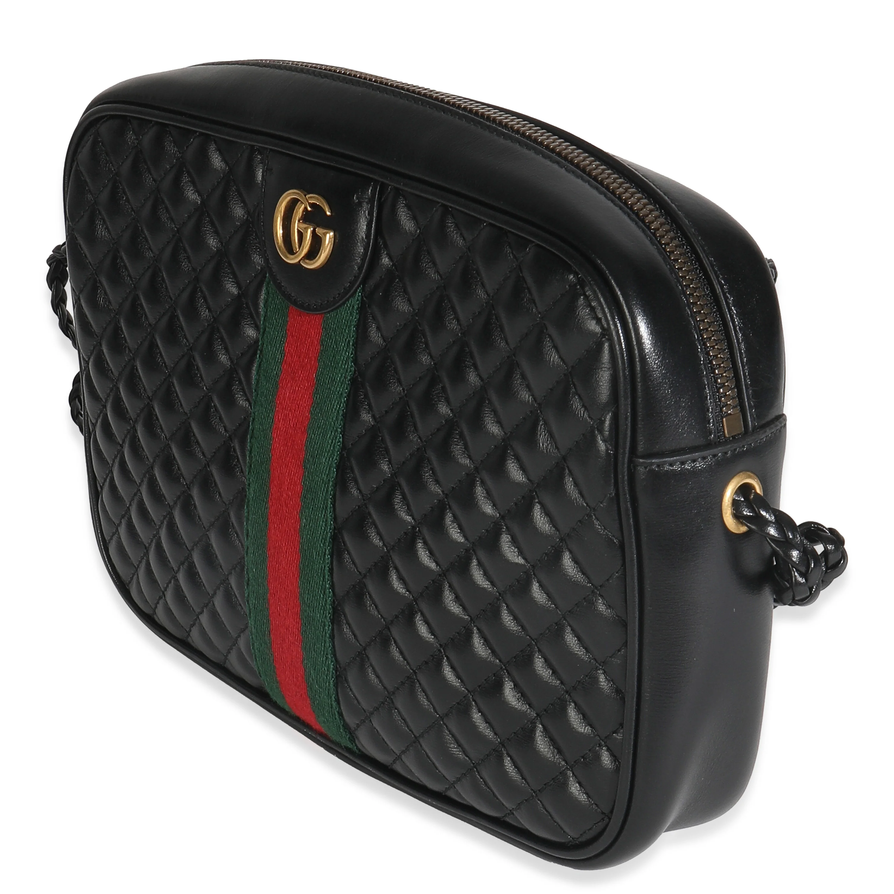 Black Calfskin Web Trapuntata Medium GG Shoulder Bag - Image 2