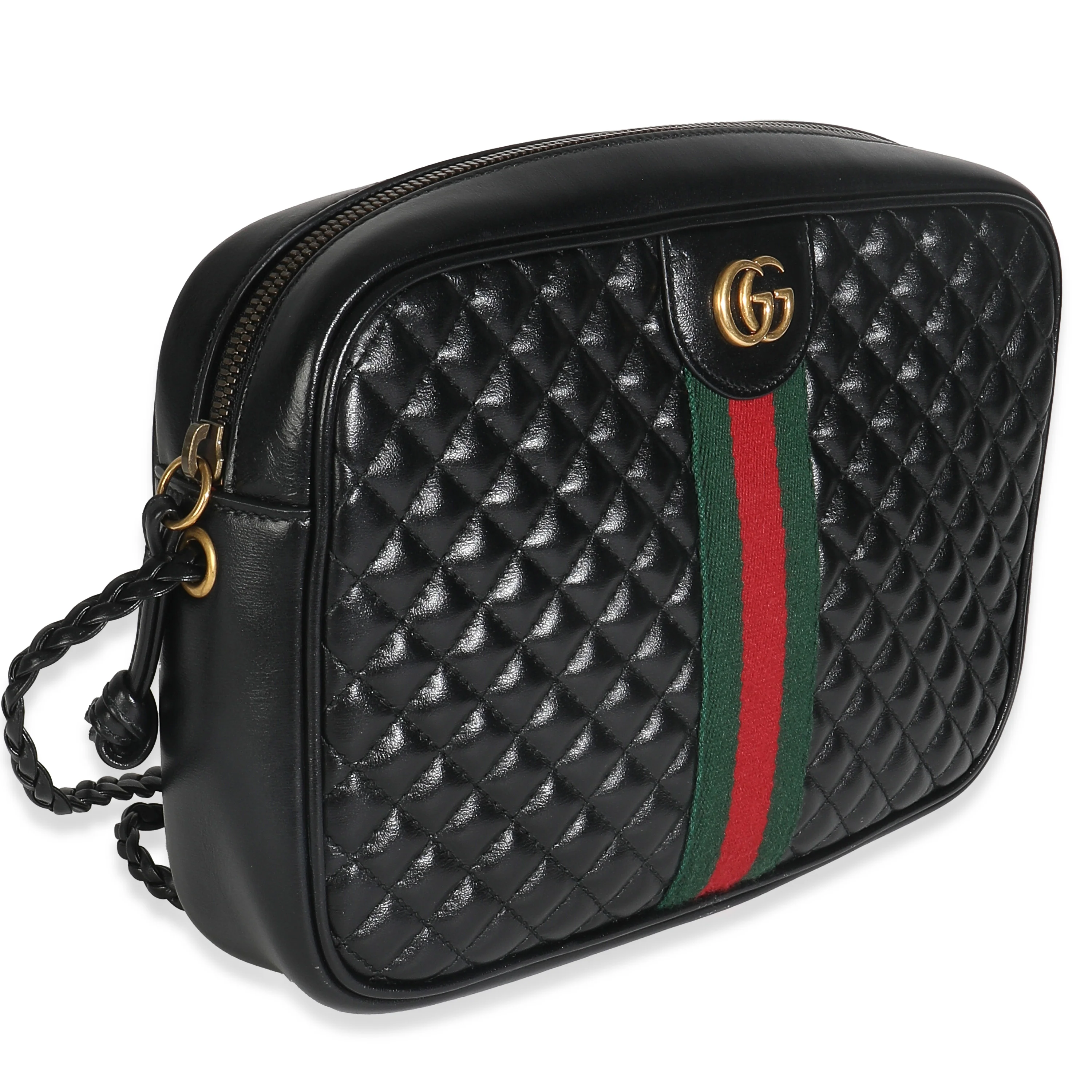 Black Calfskin Web Trapuntata Medium GG Shoulder Bag - Image 3