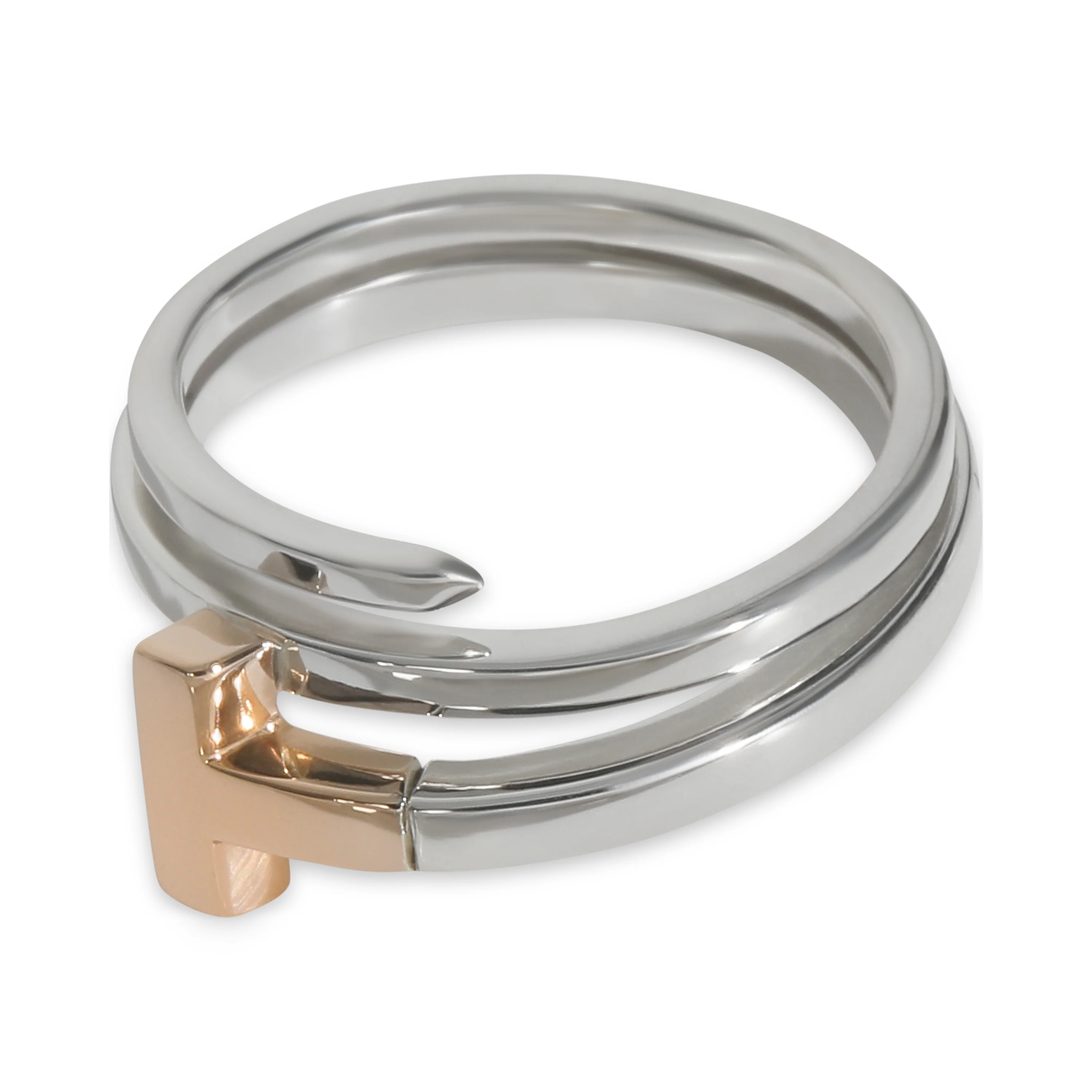 Rose Gold & Sterling Silver Tiffany T Square Wrap Ring - Image 2