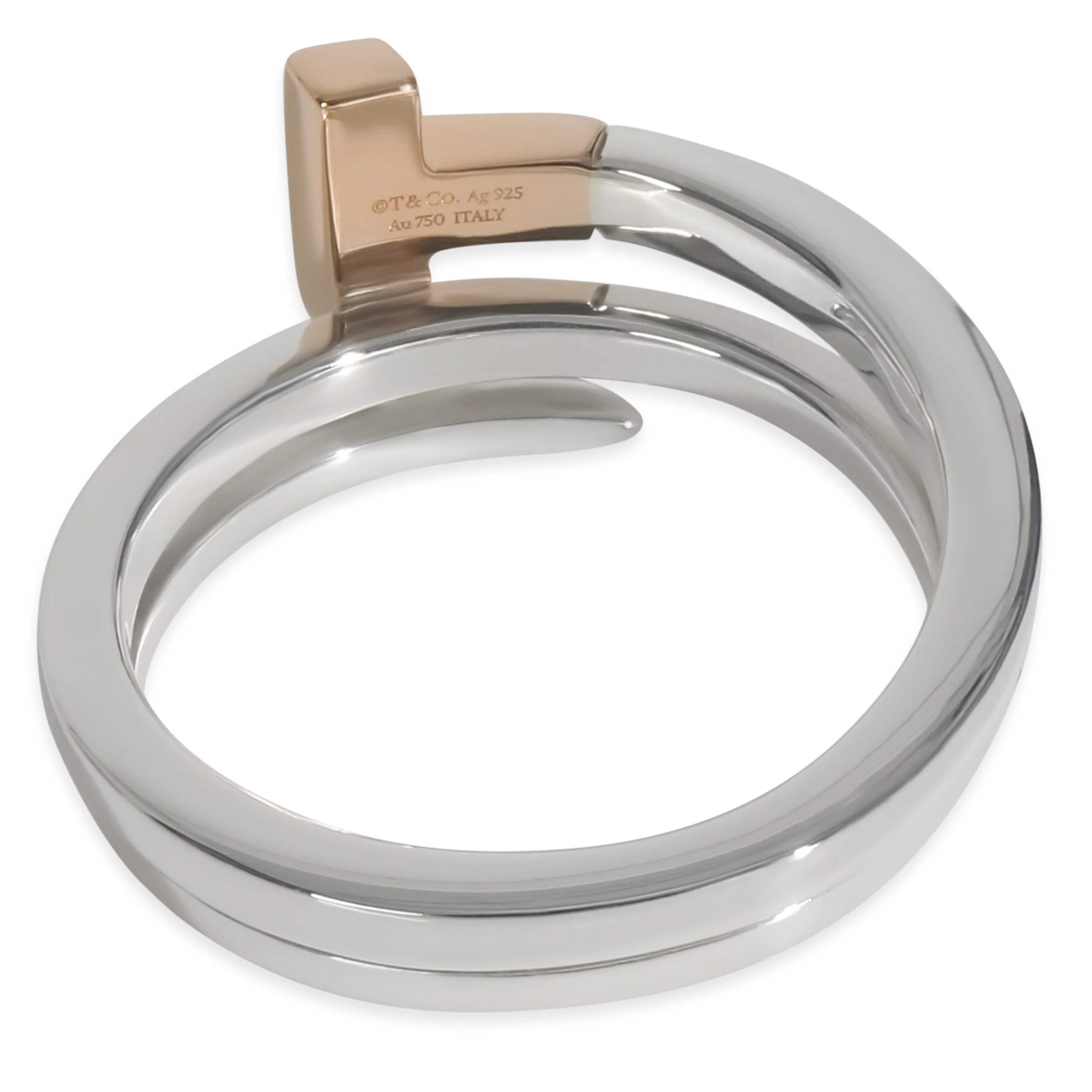 Rose Gold & Sterling Silver Tiffany T Square Wrap Ring - Image 3