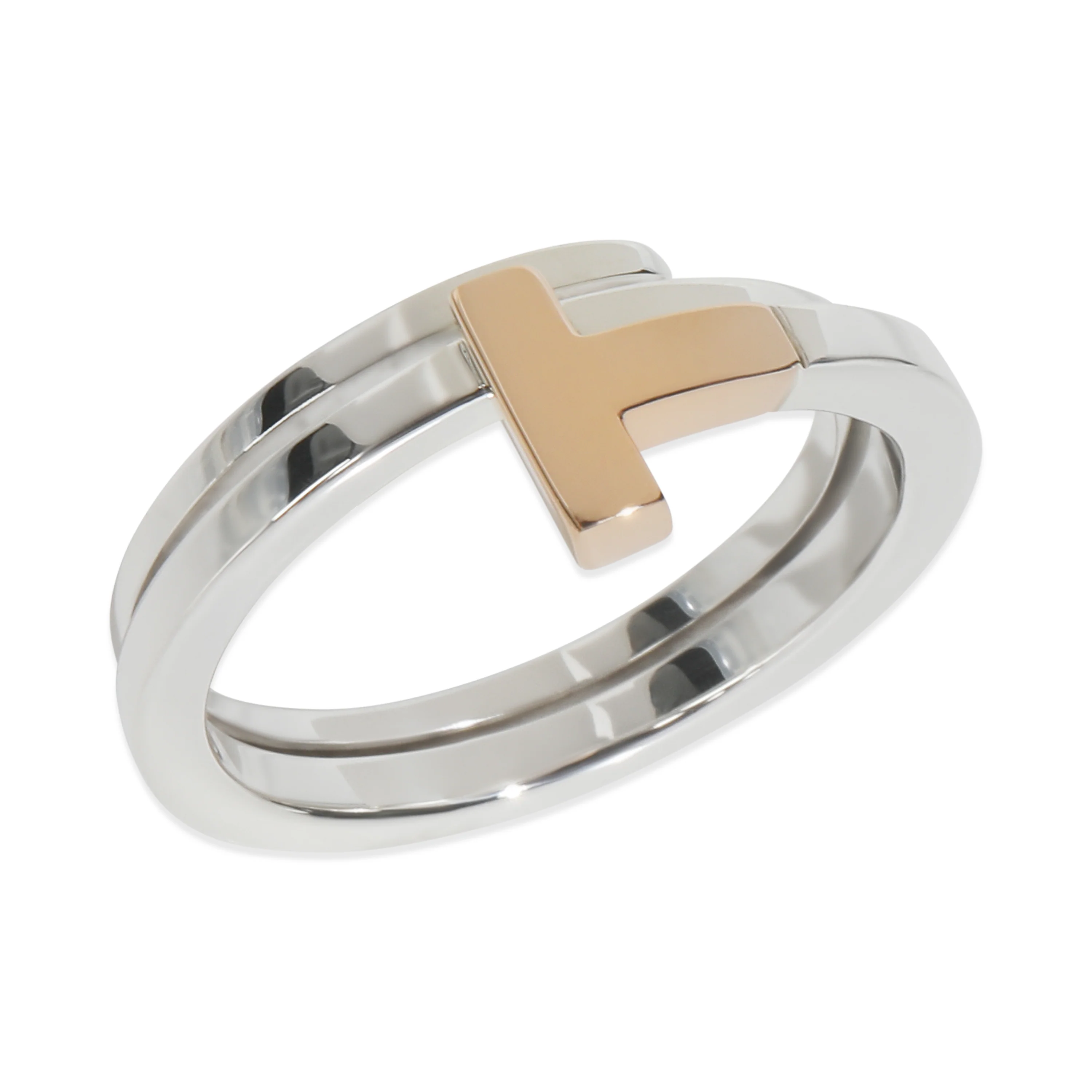 Rose Gold & Sterling Silver Tiffany T Square Wrap Ring - Image 4