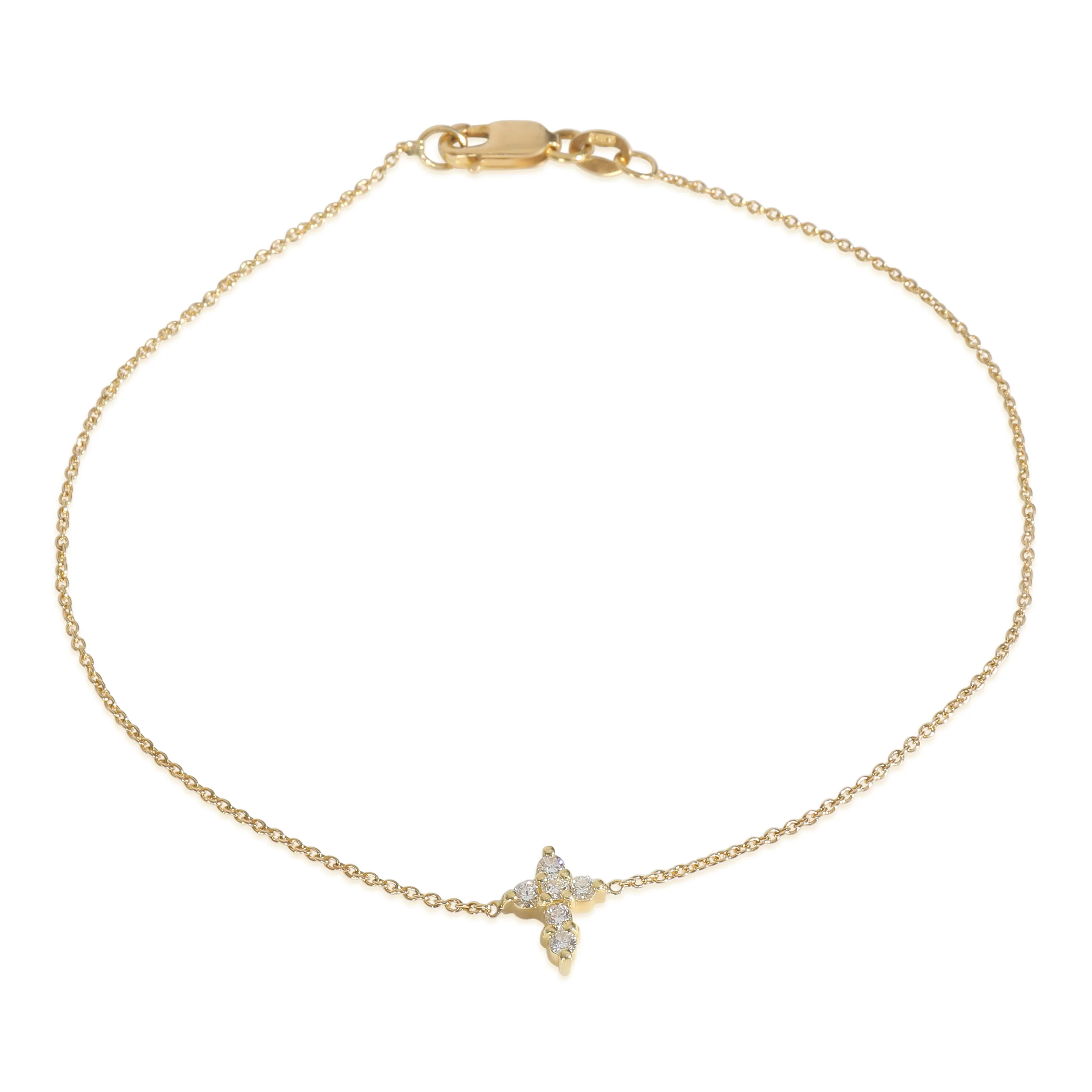 Yellow Gold Diamond Tiny Treasures Small Cross Bracelet
