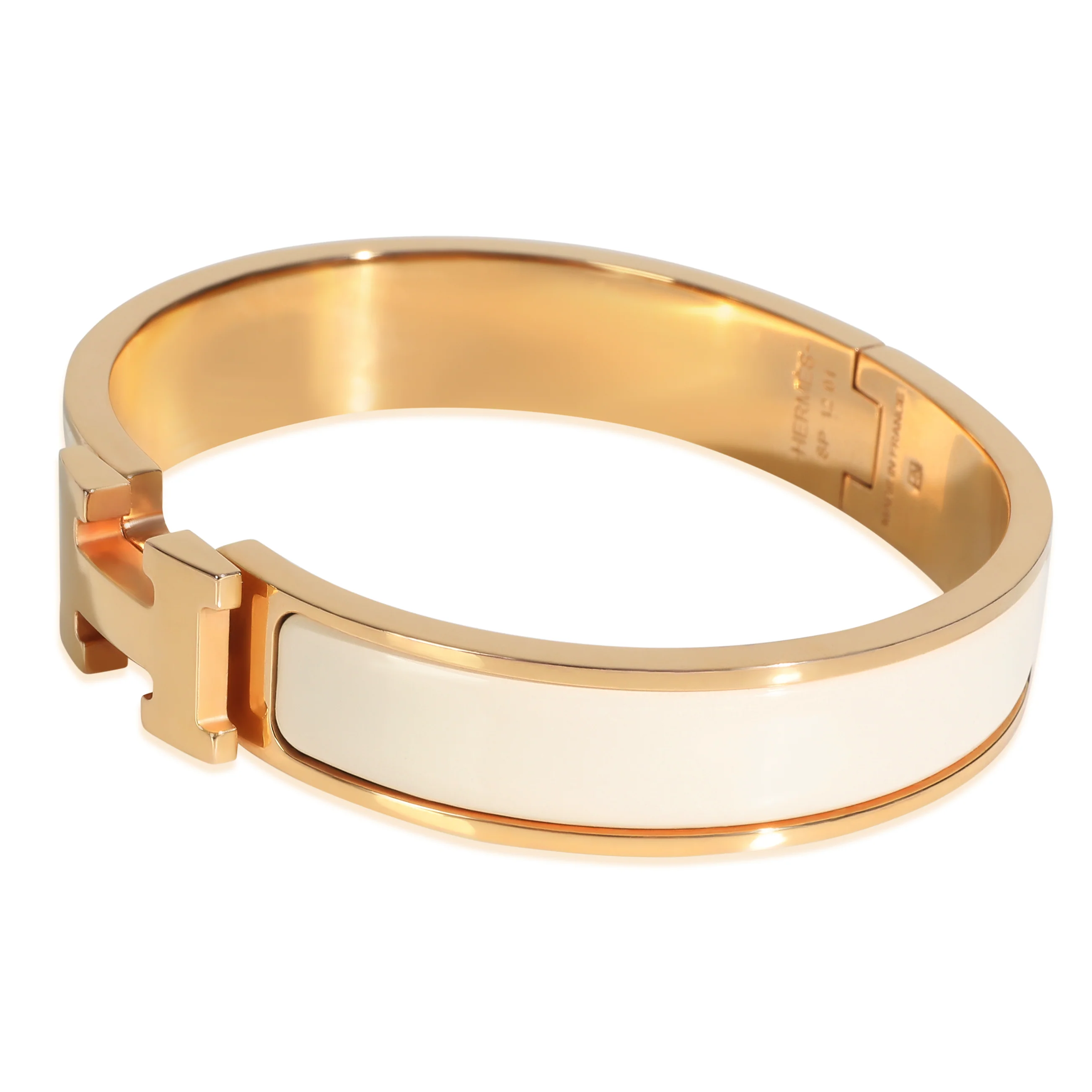 Gold-Plated  Clic H In Crème Bracelet - Image 2