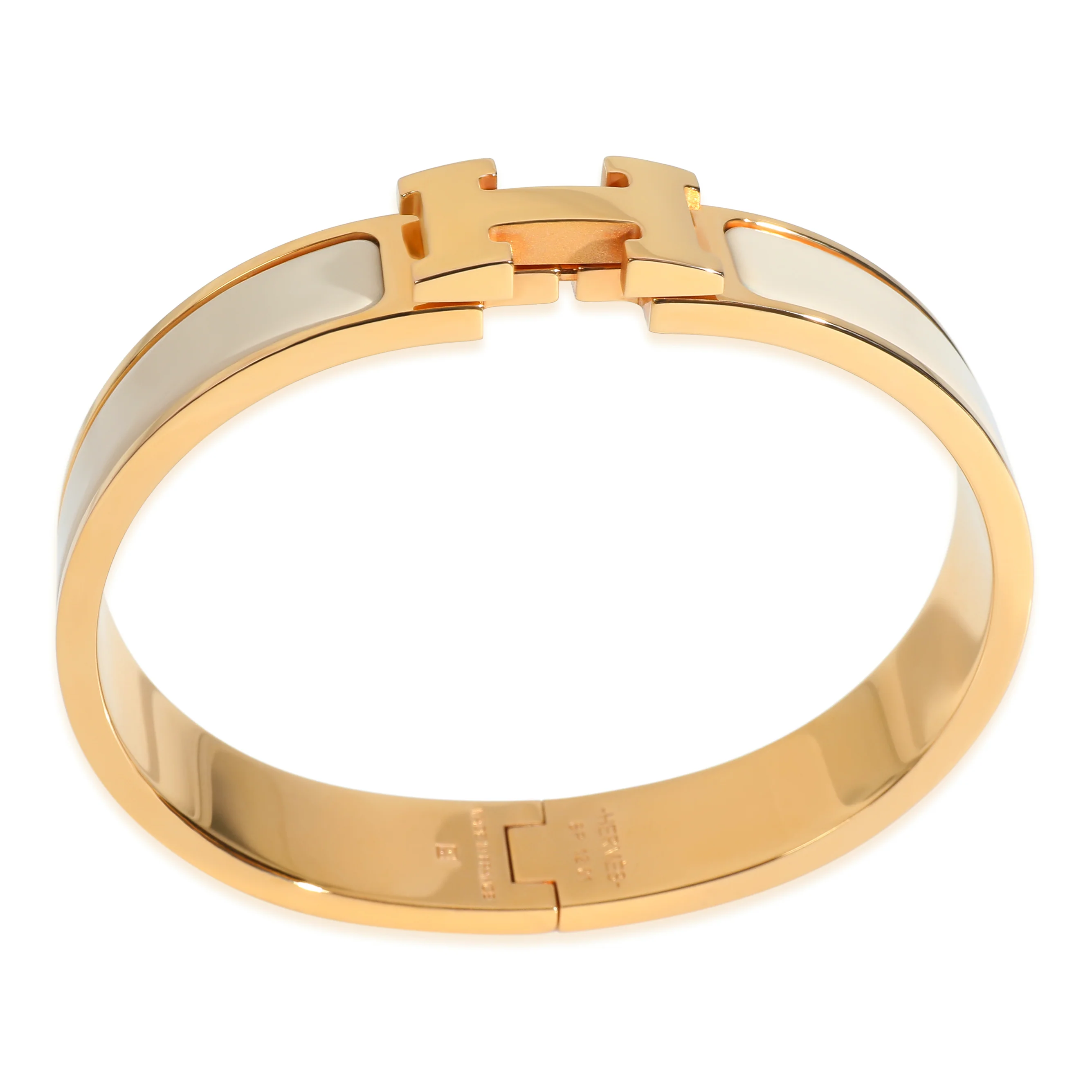 Gold-Plated  Clic H In Crème Bracelet - Image 4