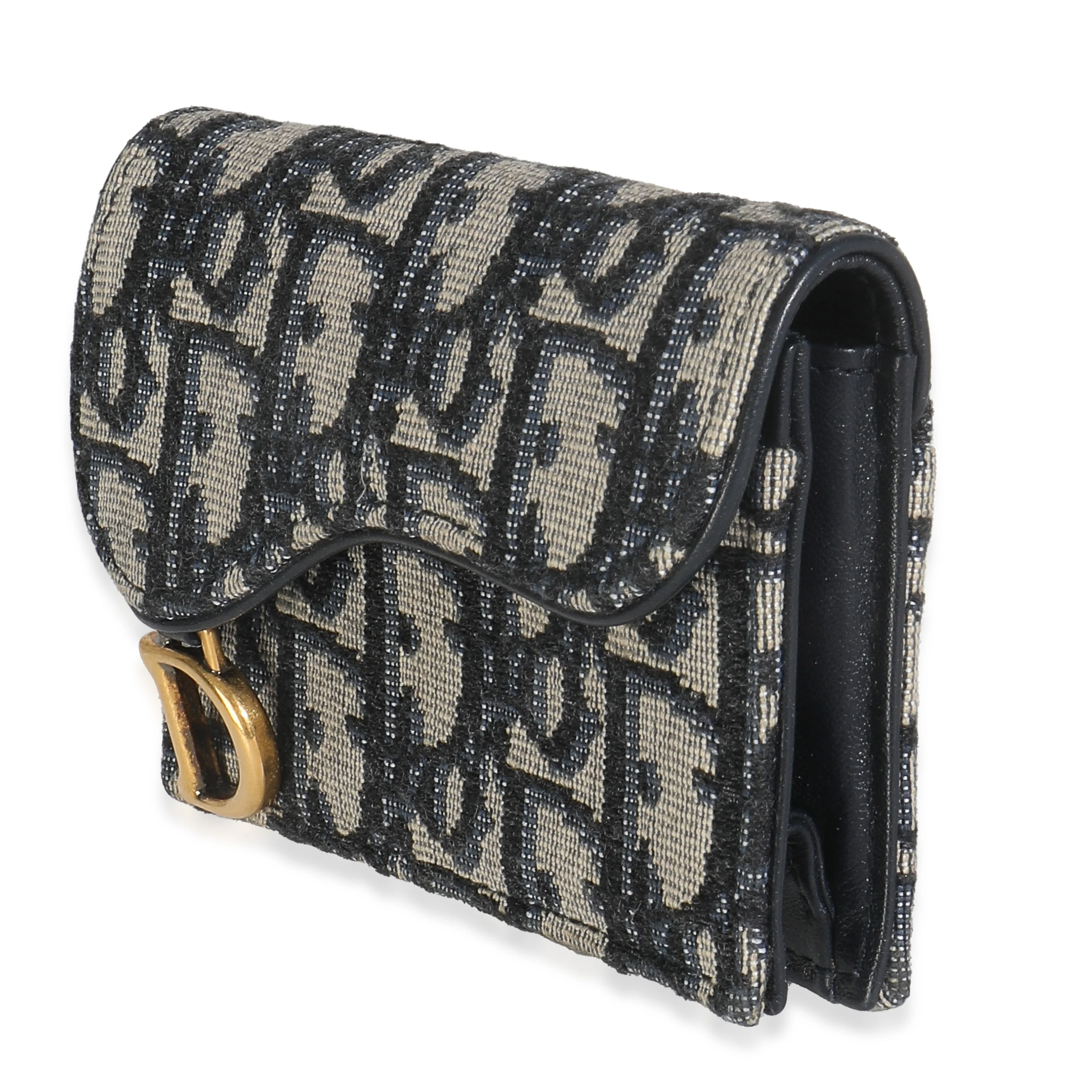 Blue Oblique Canvas Saddle Bloom Card Holder - Image 2