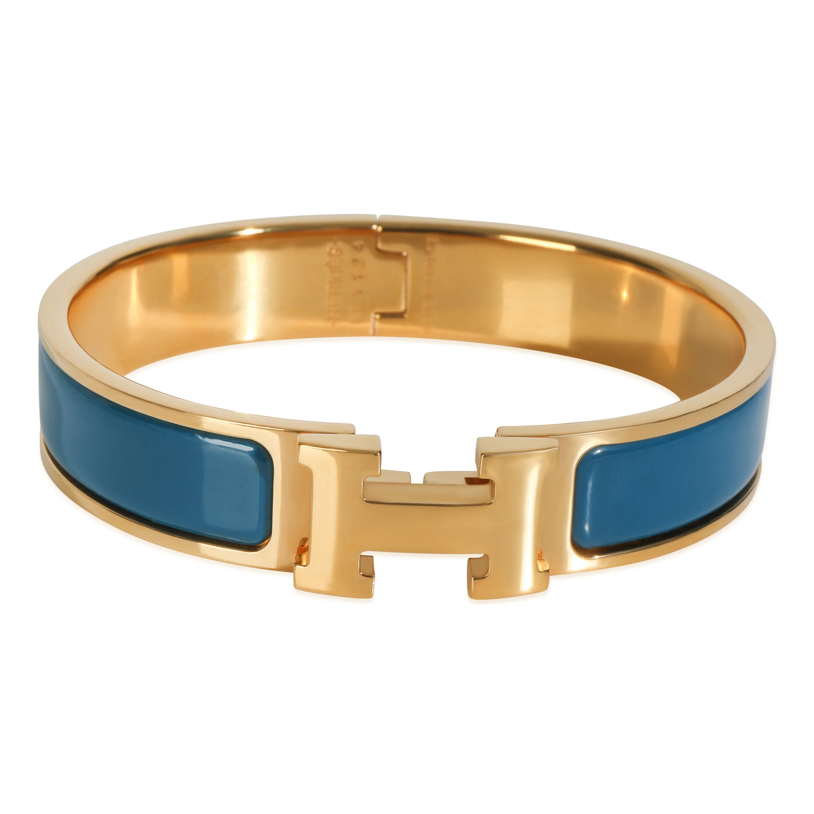 Gold-Plated Clic H In Ultramarine Bracelet