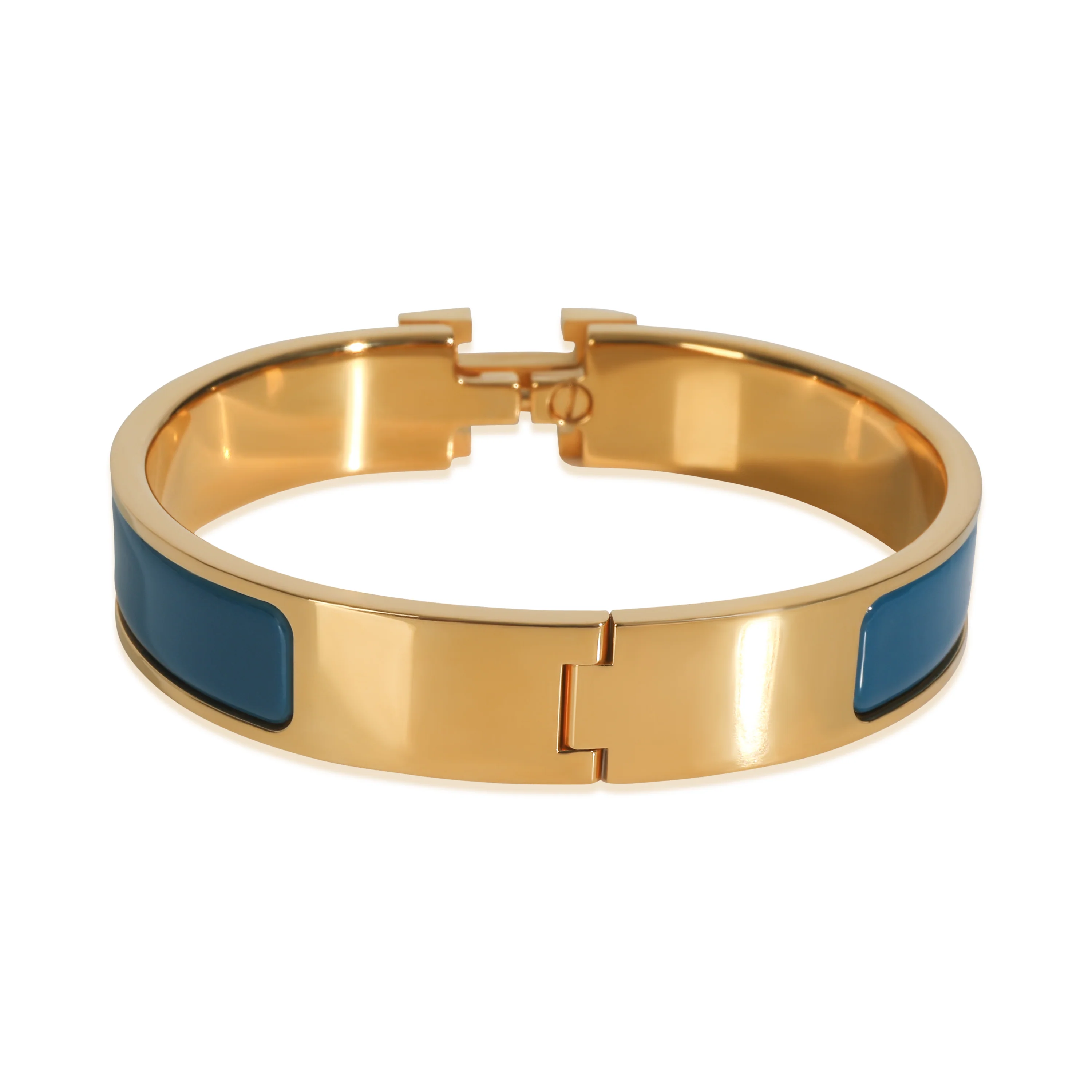Gold-Plated Clic H In Ultramarine Bracelet - Image 3