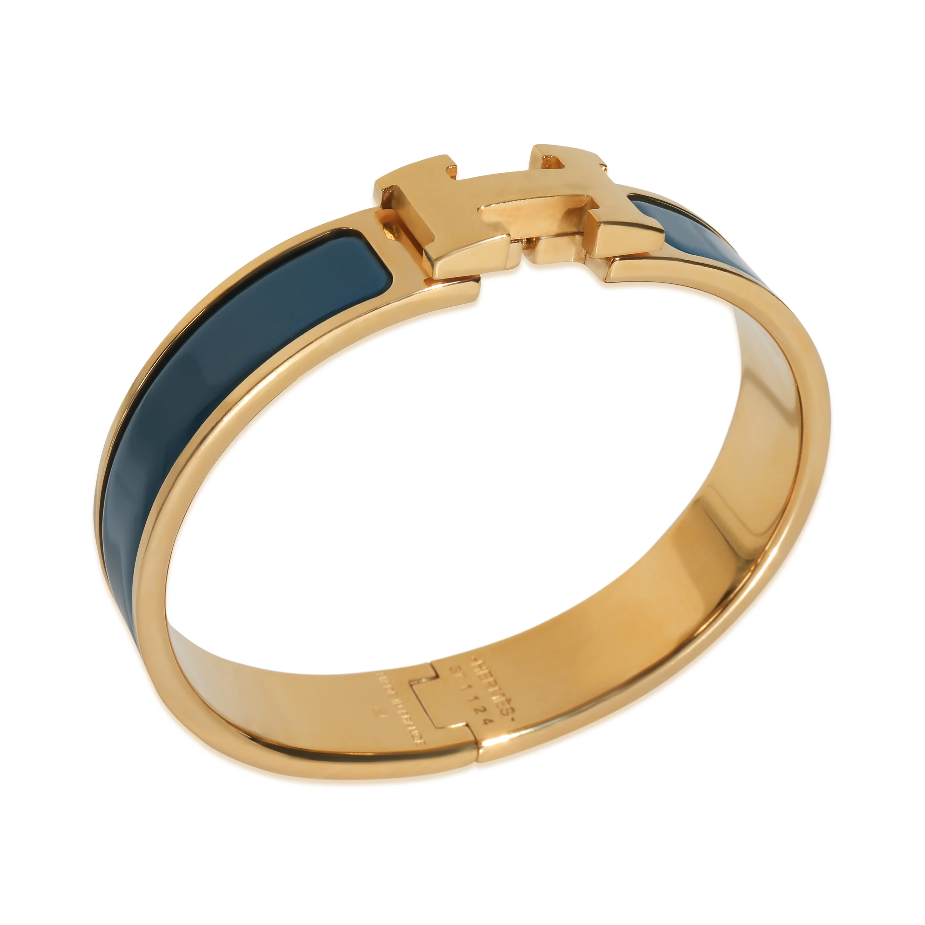 Gold-Plated Clic H In Ultramarine Bracelet - Image 4