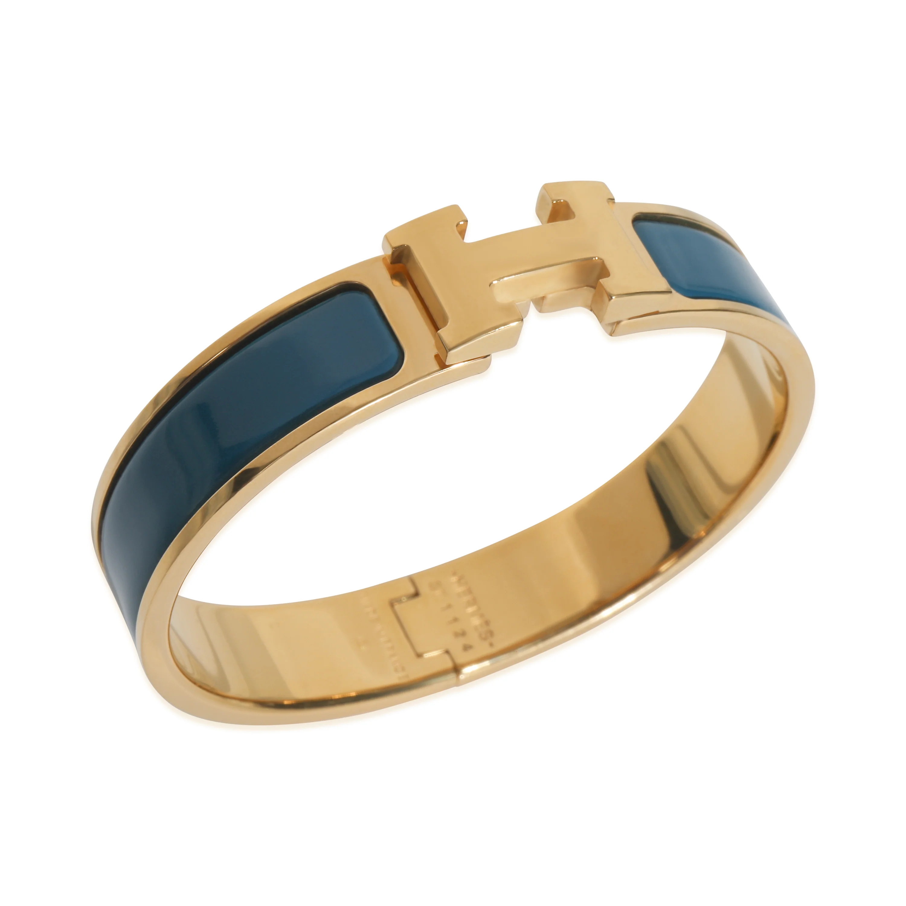 Gold-Plated Clic H In Ultramarine Bracelet - Image 6