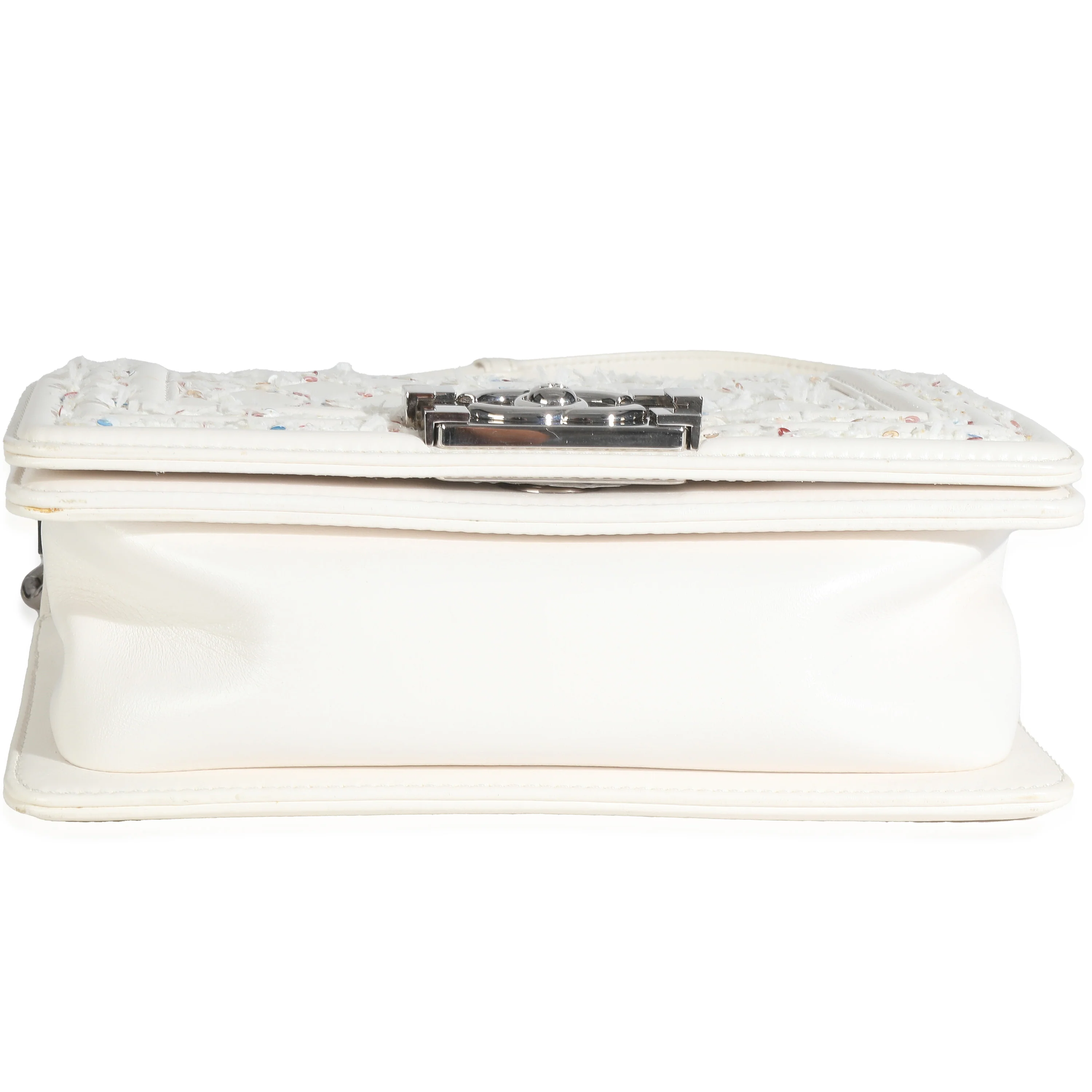 White Multicolor Lambskin Sequin Embroidered Small Boy Bag - Image 5