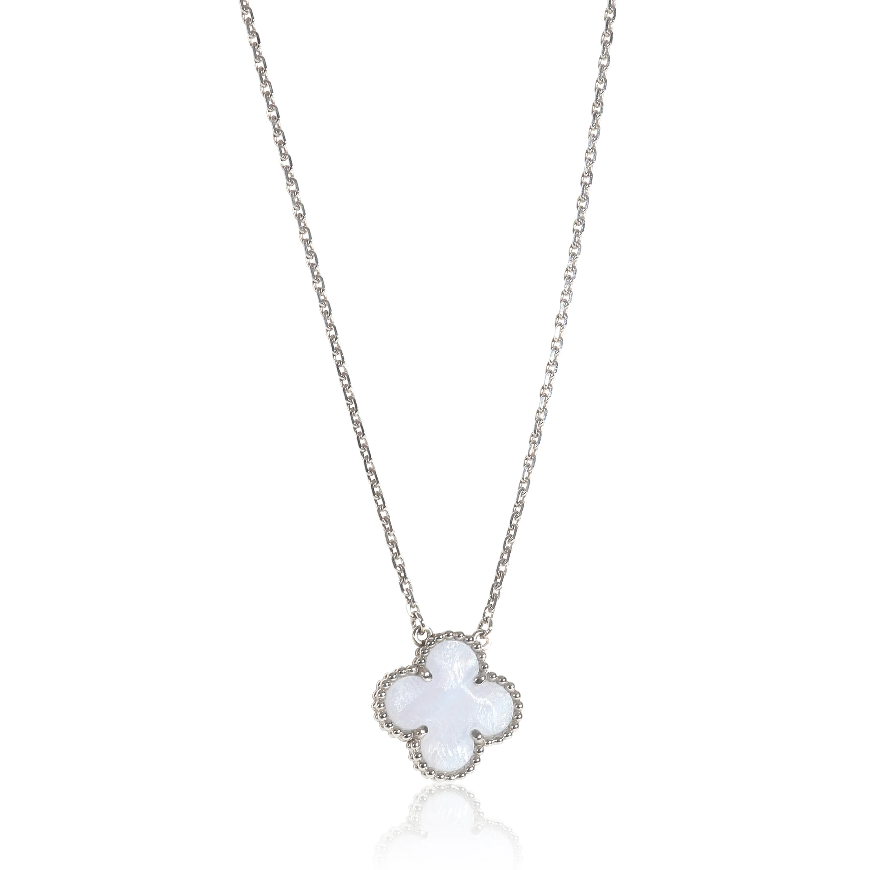 White Gold Chalcedony Vintage Alhambra Pendant