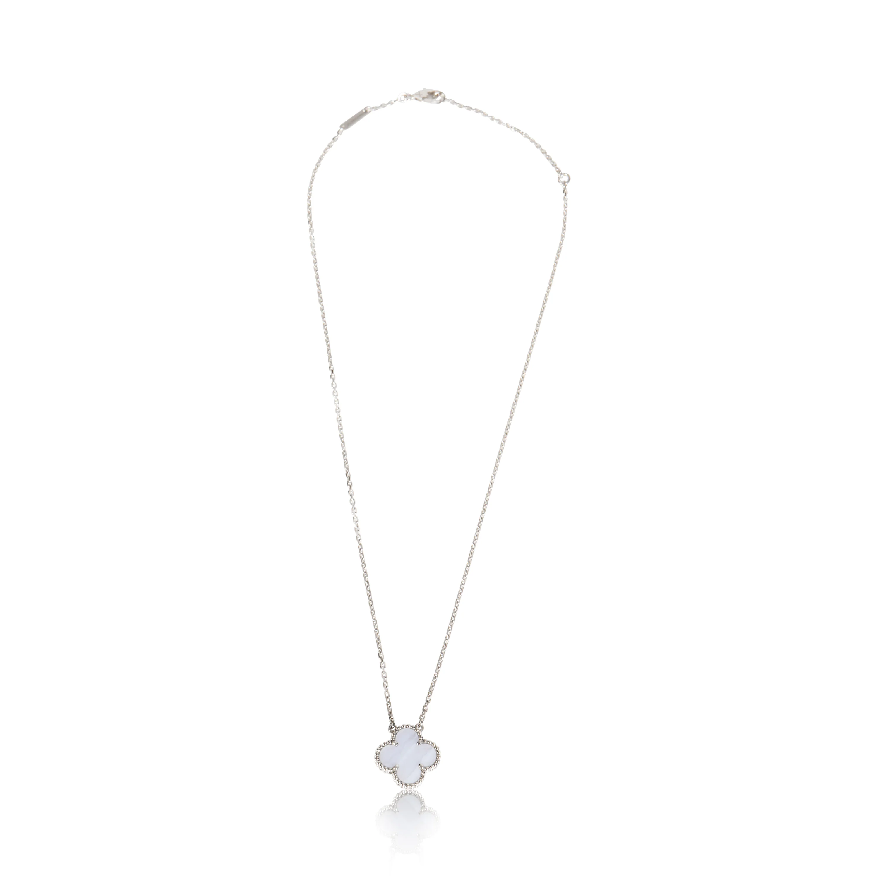 White Gold Chalcedony Vintage Alhambra Pendant - Image 4