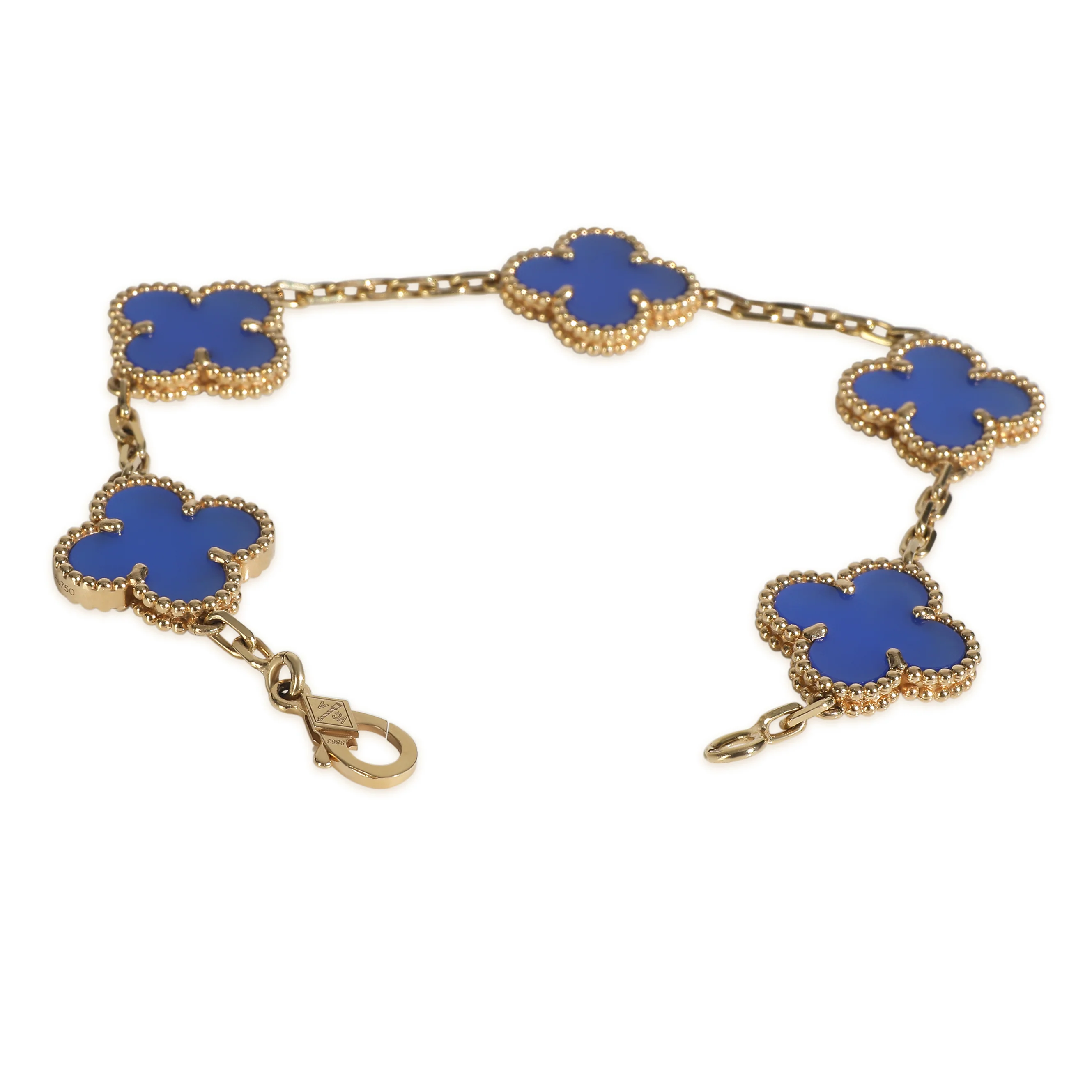 Yellow Gold Agate Vintage Alhambra Bracelet - Image 2