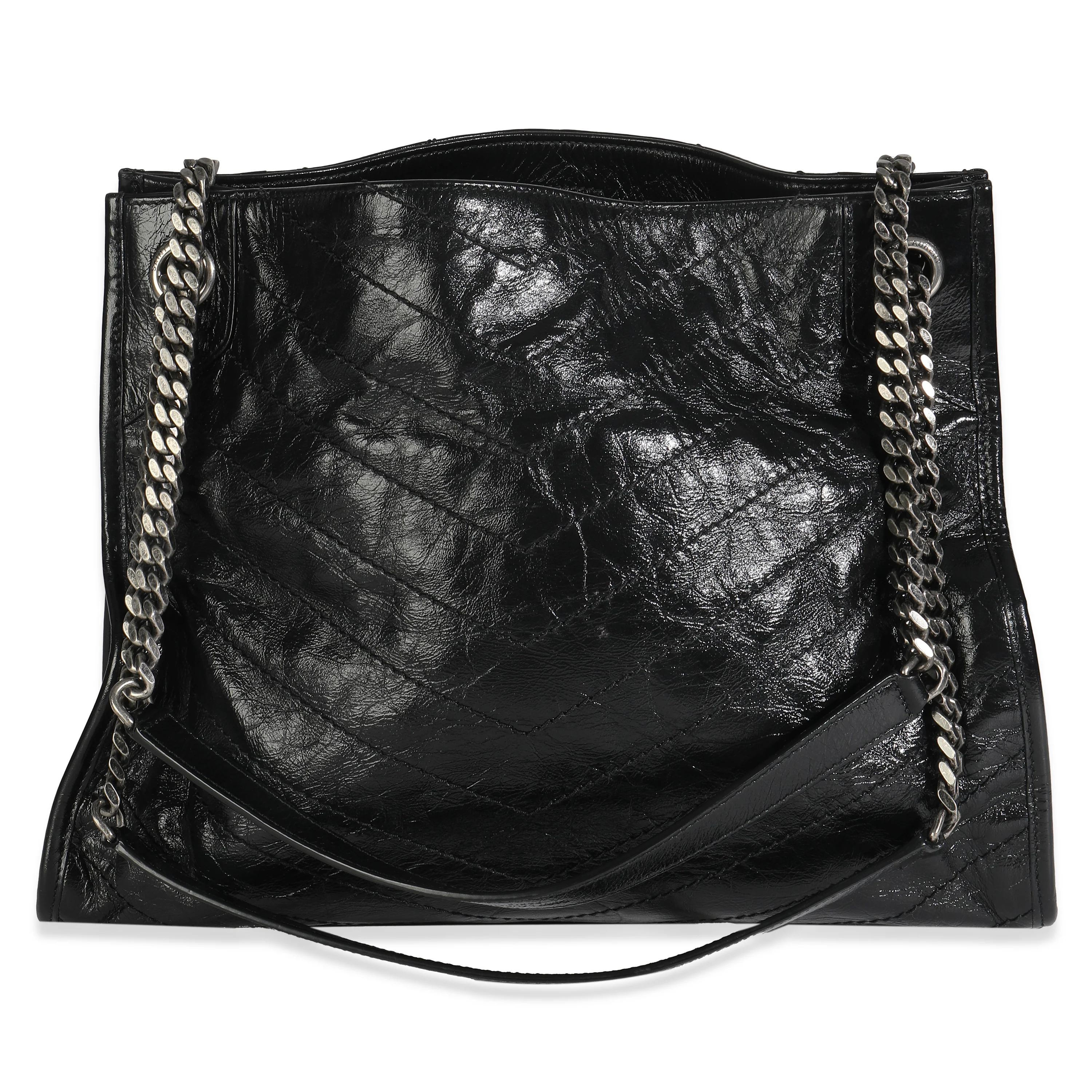 Black Crinkled Calfskin Matelasse Monogram Niki Shopper Tote - Image 4
