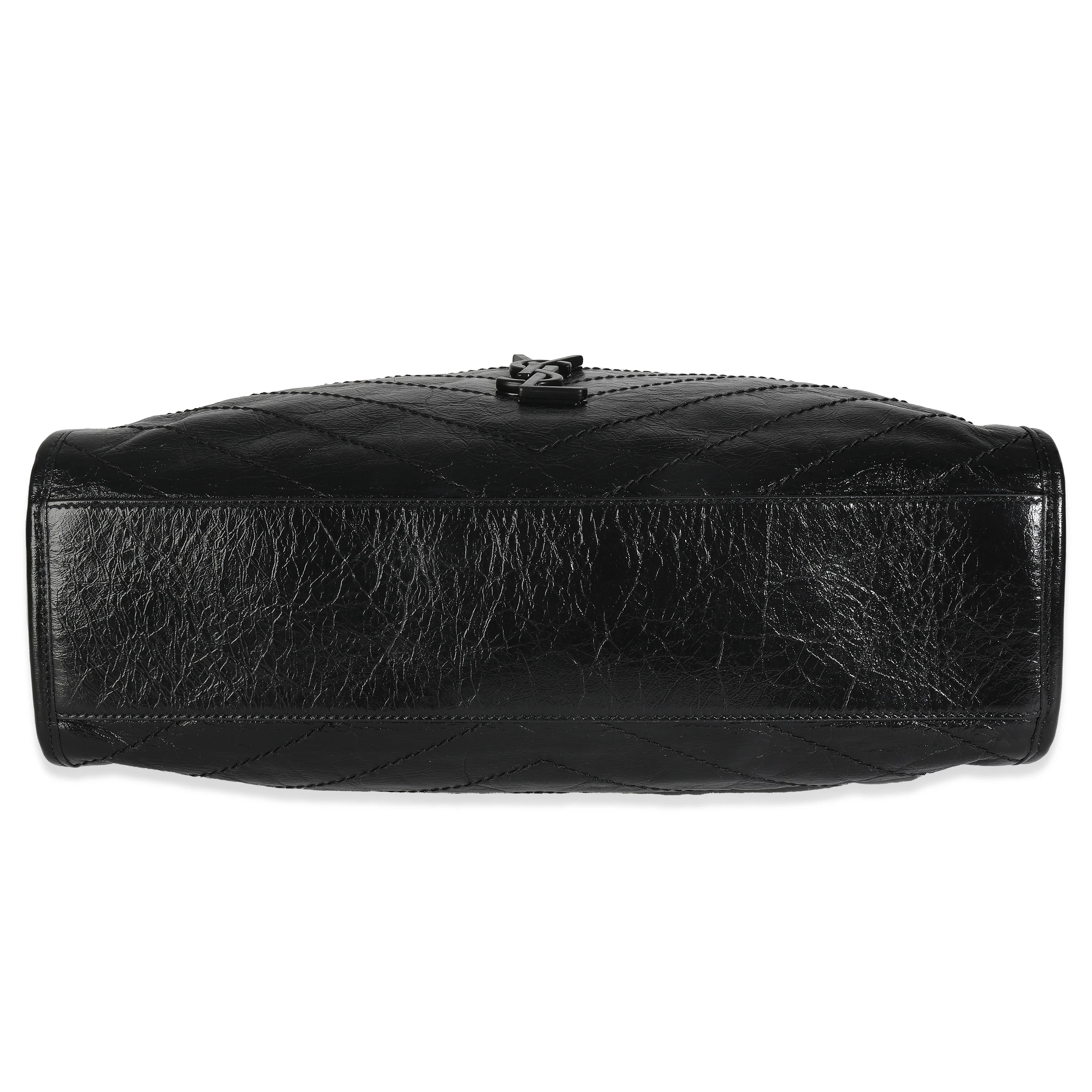 Black Crinkled Calfskin Matelasse Monogram Niki Shopper Tote - Image 5