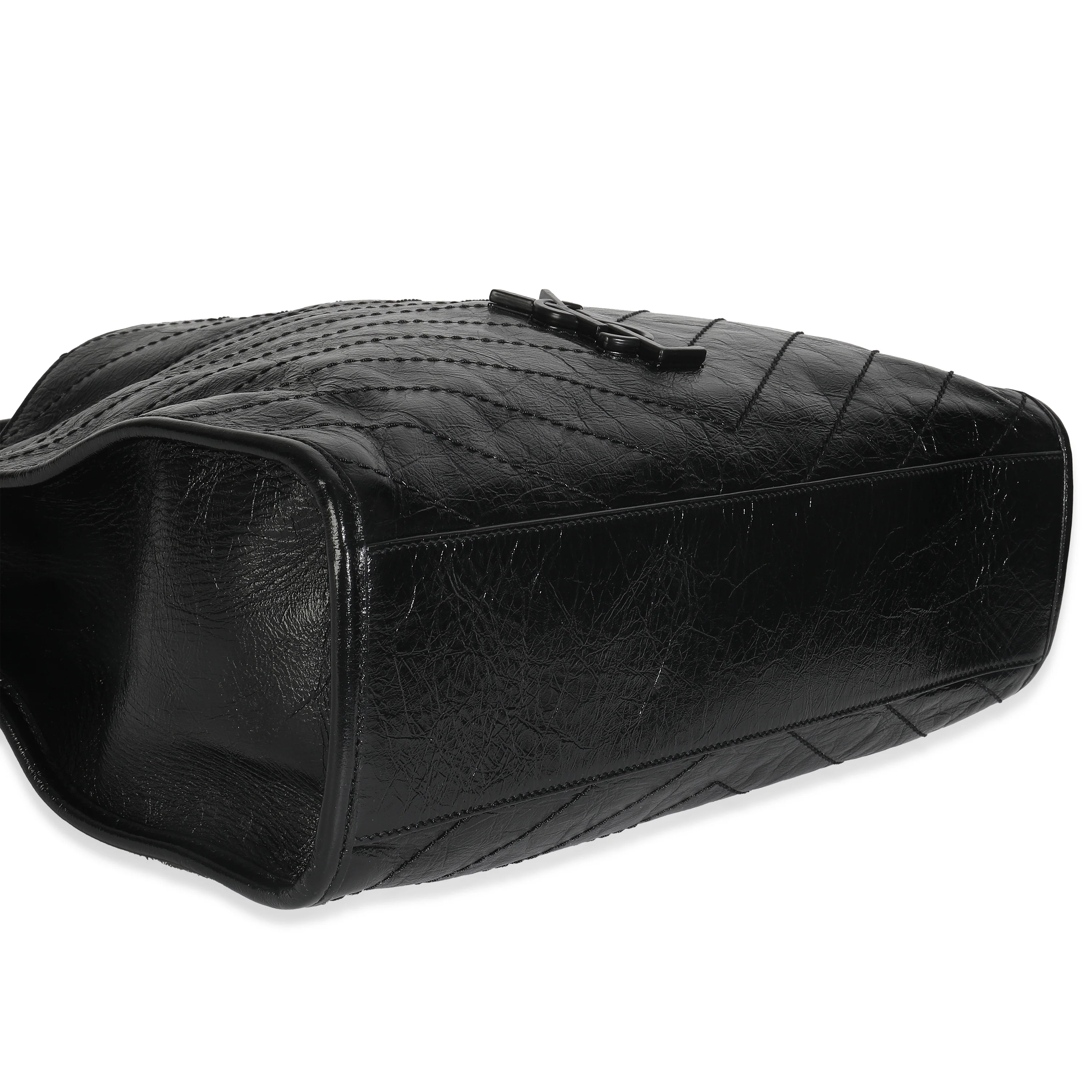 Black Crinkled Calfskin Matelasse Monogram Niki Shopper Tote - Image 6