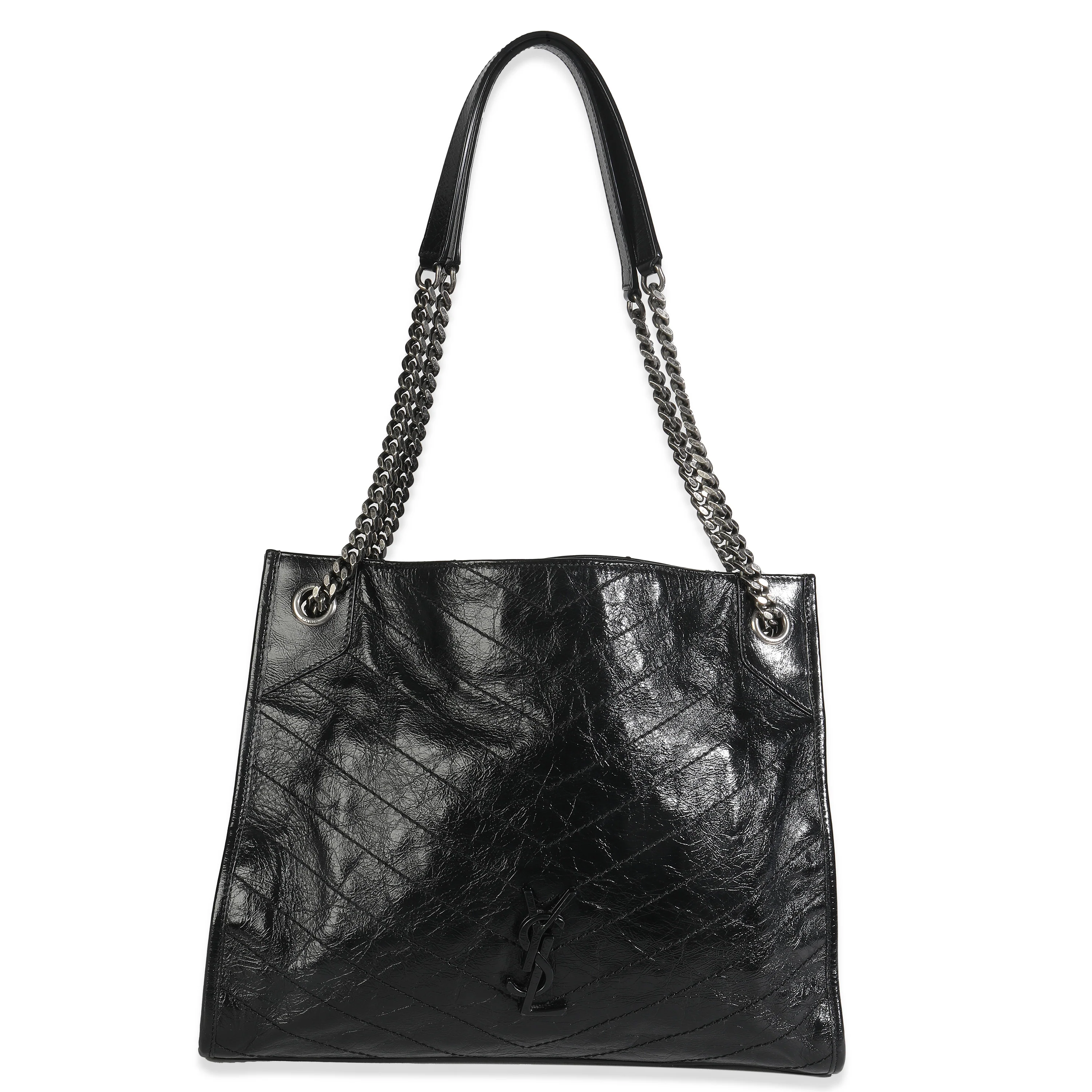 Black Crinkled Calfskin Matelasse Monogram Niki Shopper Tote - Image 8