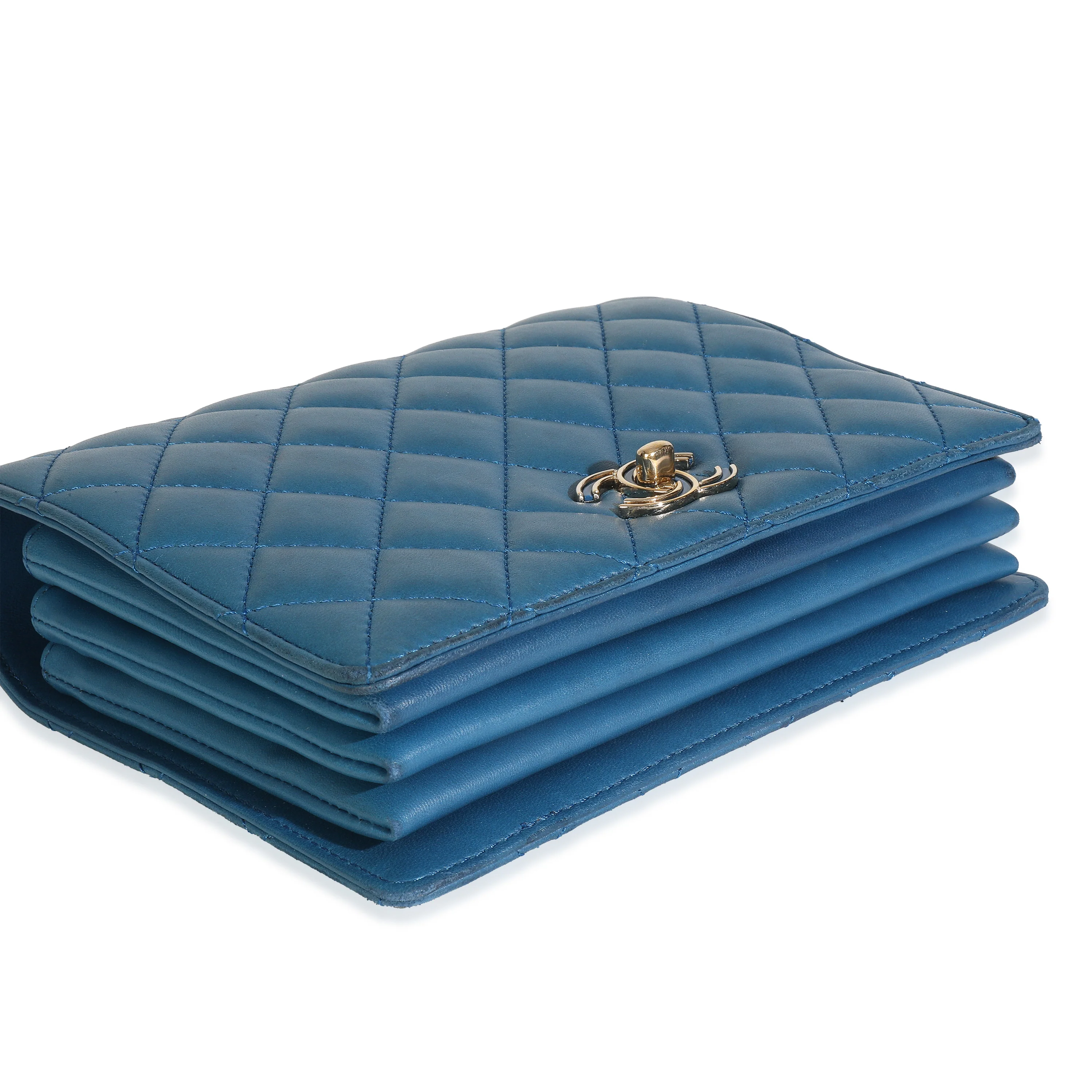 Blue Quilted Lambskin Top Handle Flap Bag - Image 6