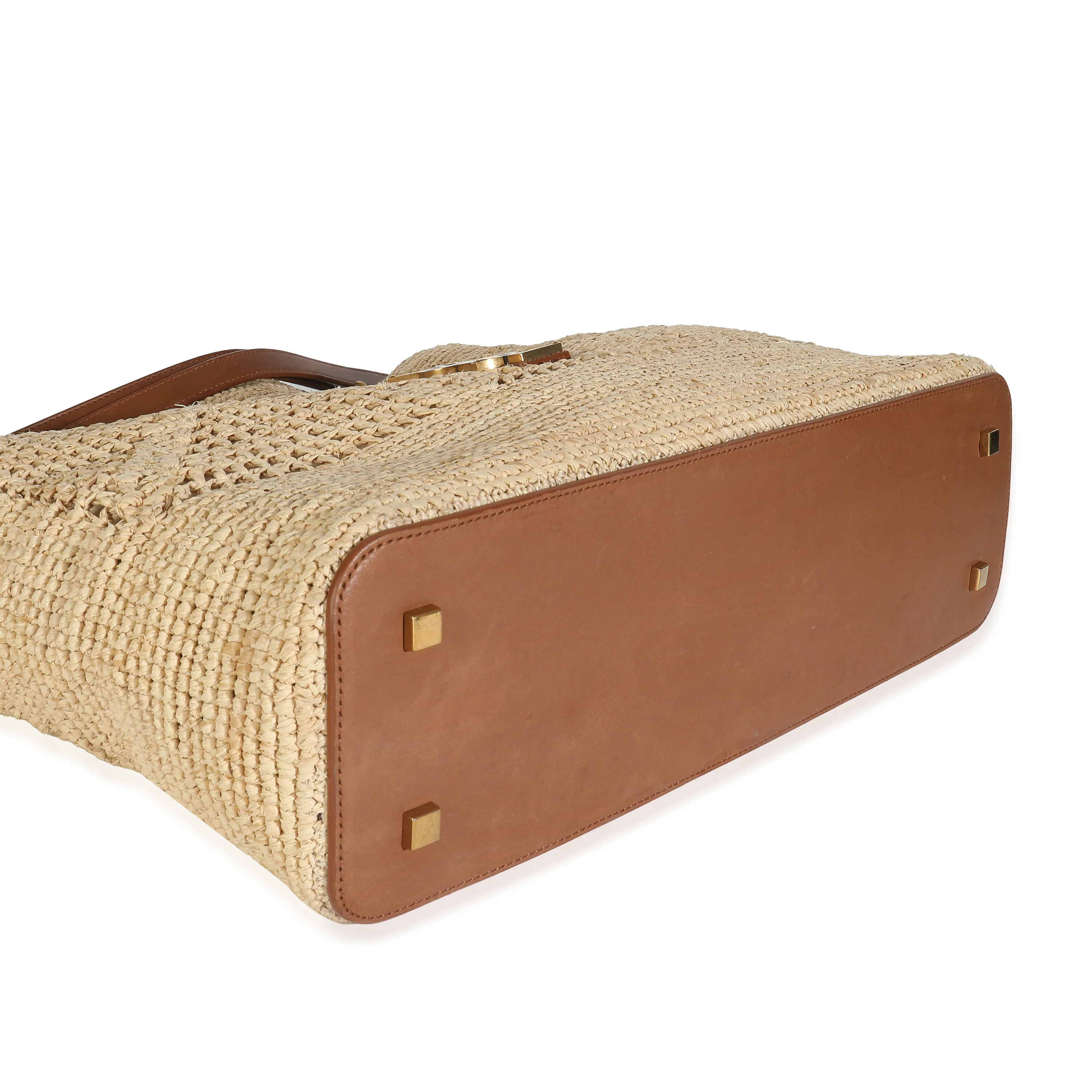 Beige Raffia Jamie Shopping Tote Bag - Image 6