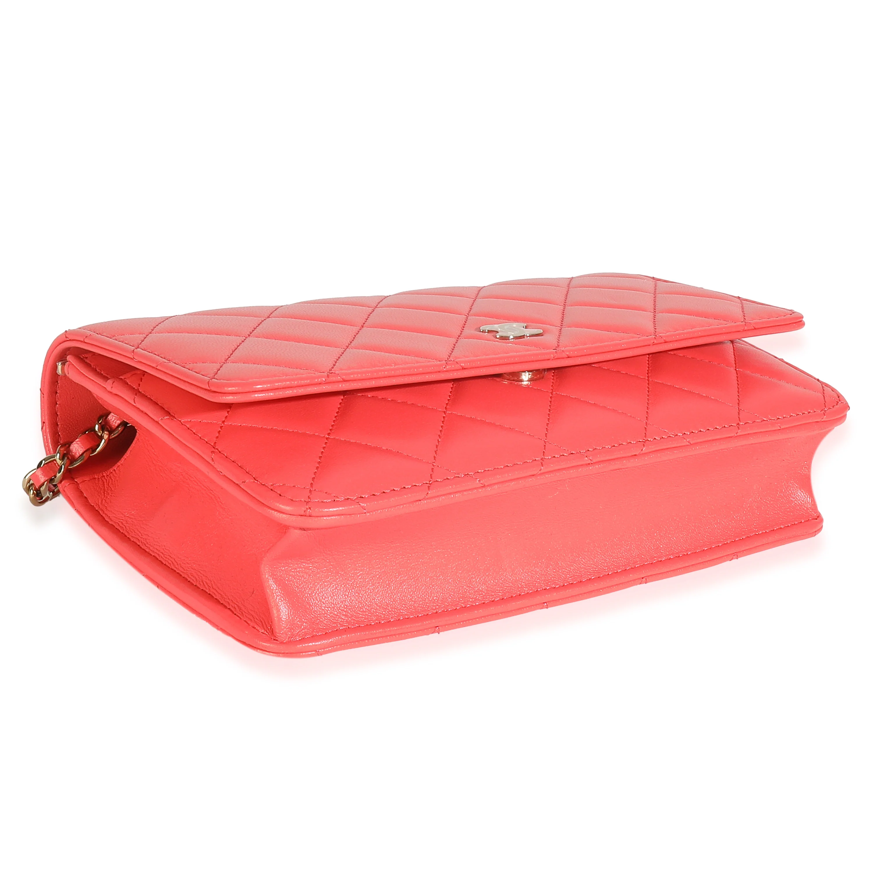 Pink Quilted Lambskin Classic Wallet On Chain - Image 6