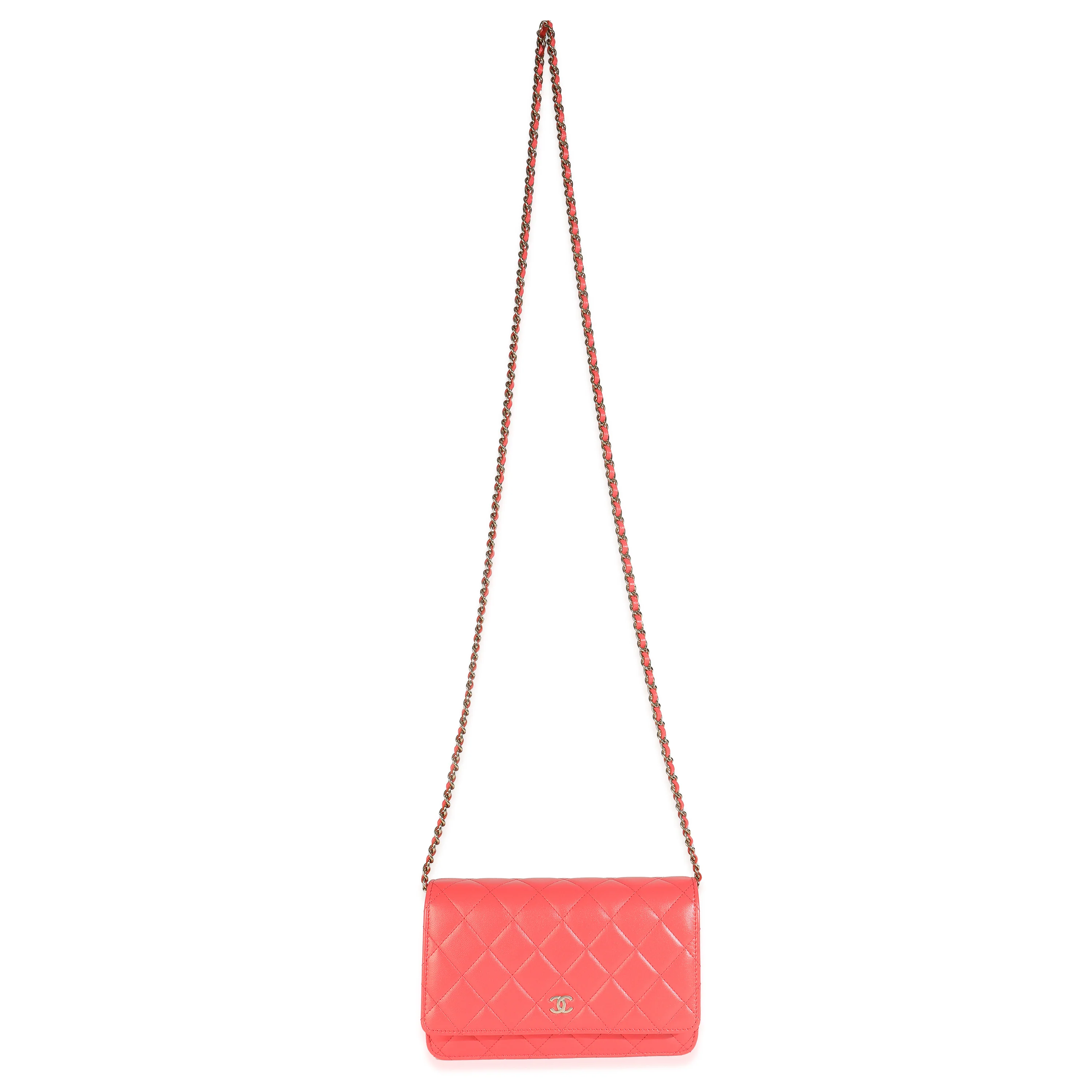 Pink Quilted Lambskin Classic Wallet On Chain - Image 8