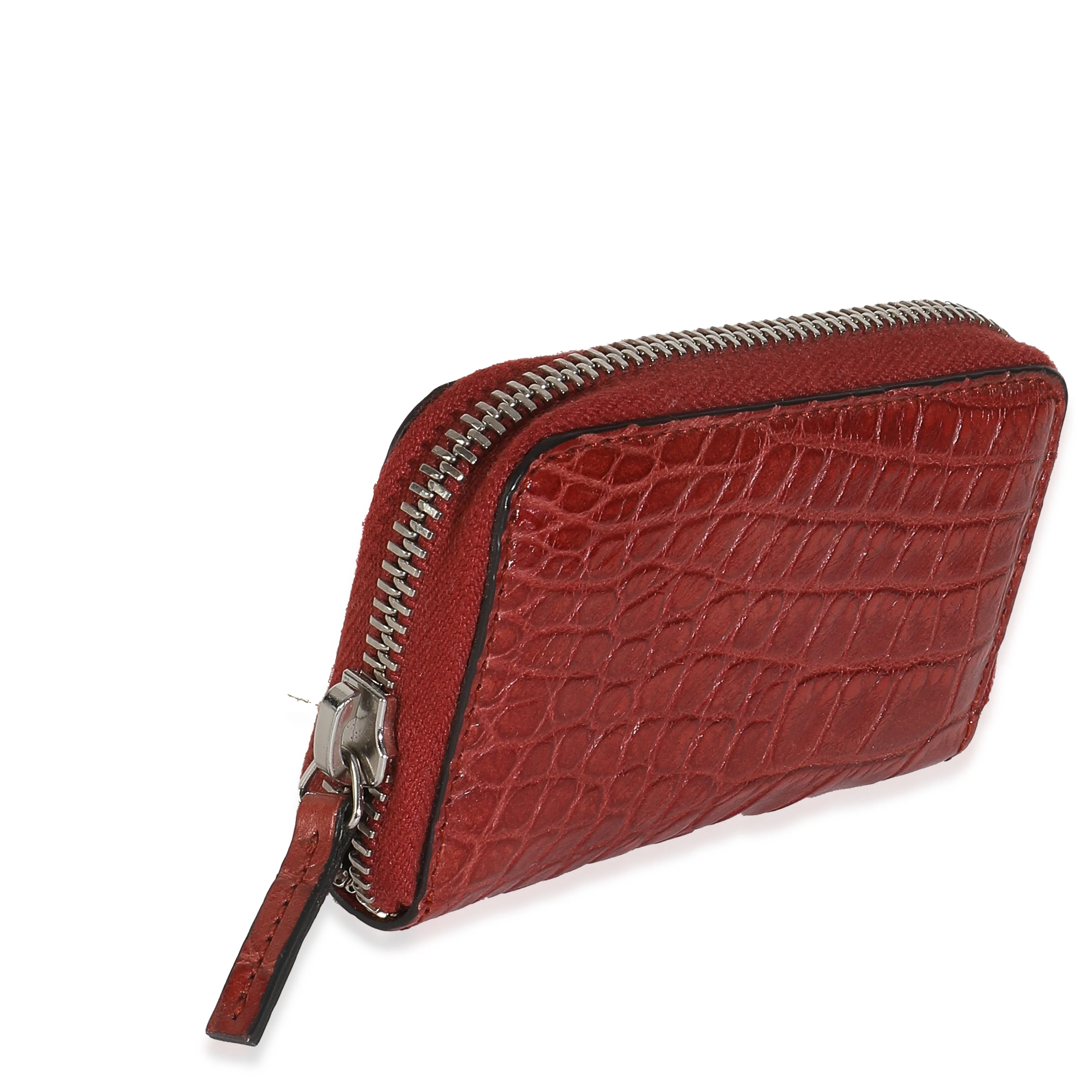 Cherry Gloss Crocodile Zip Around Card Case - Image 3