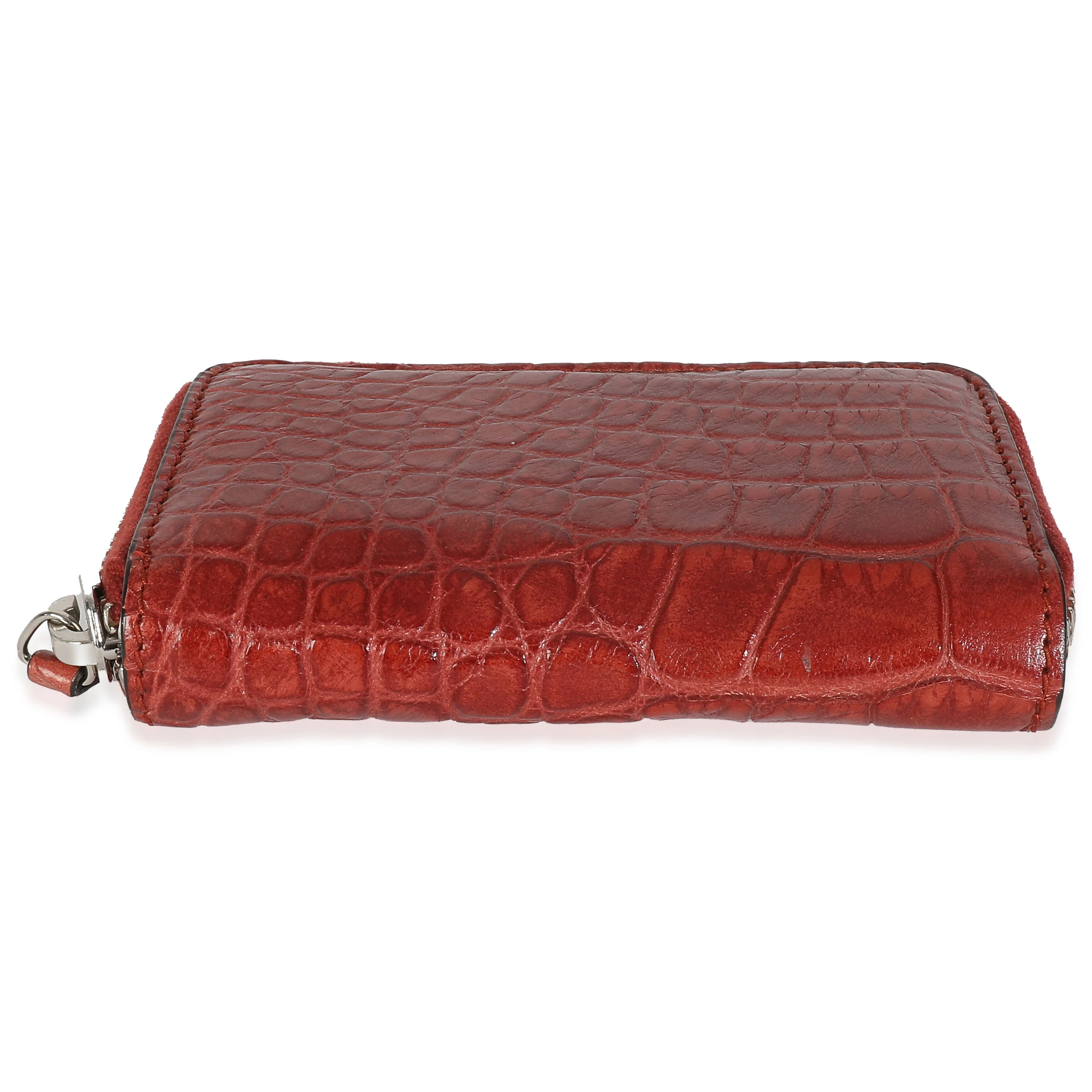 Cherry Gloss Crocodile Zip Around Card Case - Image 5