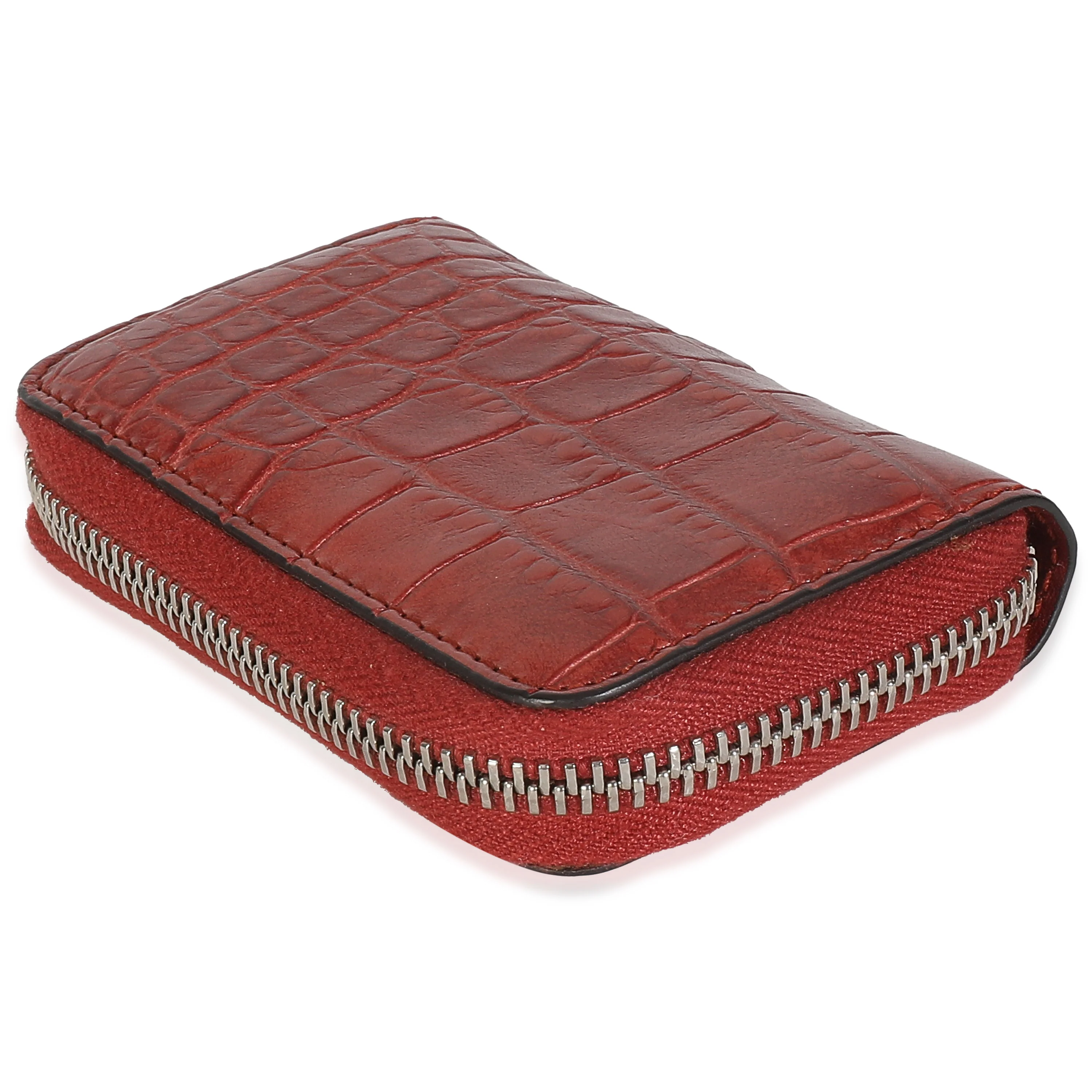 Cherry Gloss Crocodile Zip Around Card Case - Image 6