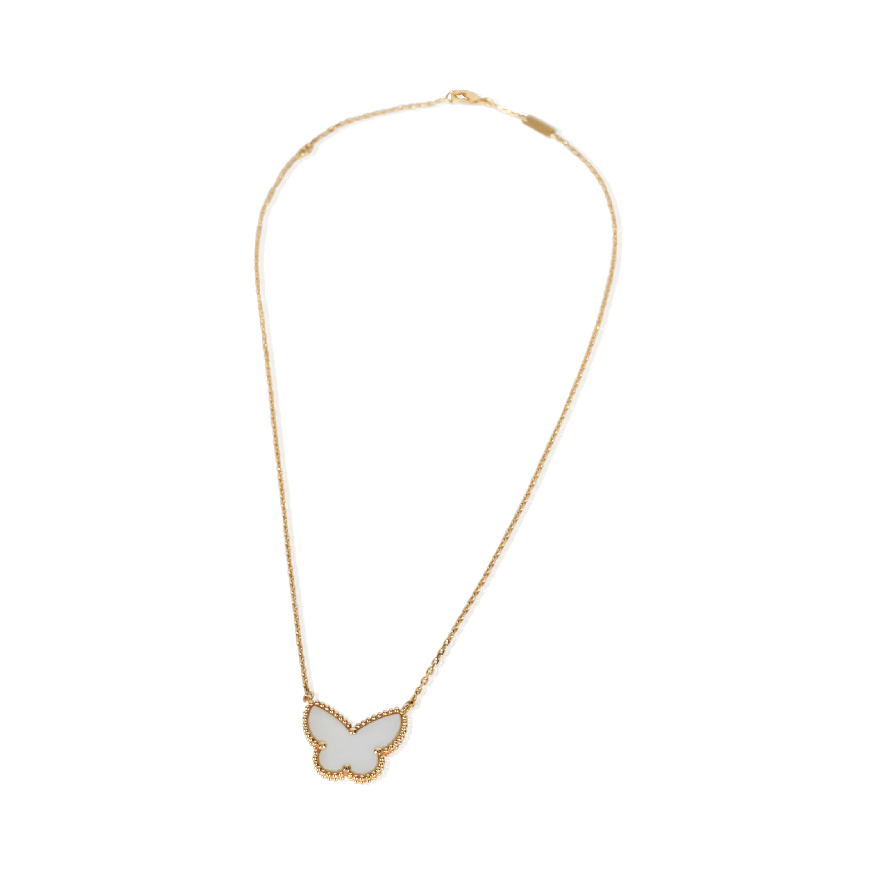 Yellow Gold Mother Of Pearl Lucky Alhambra Butterfly Pendant - Image 3