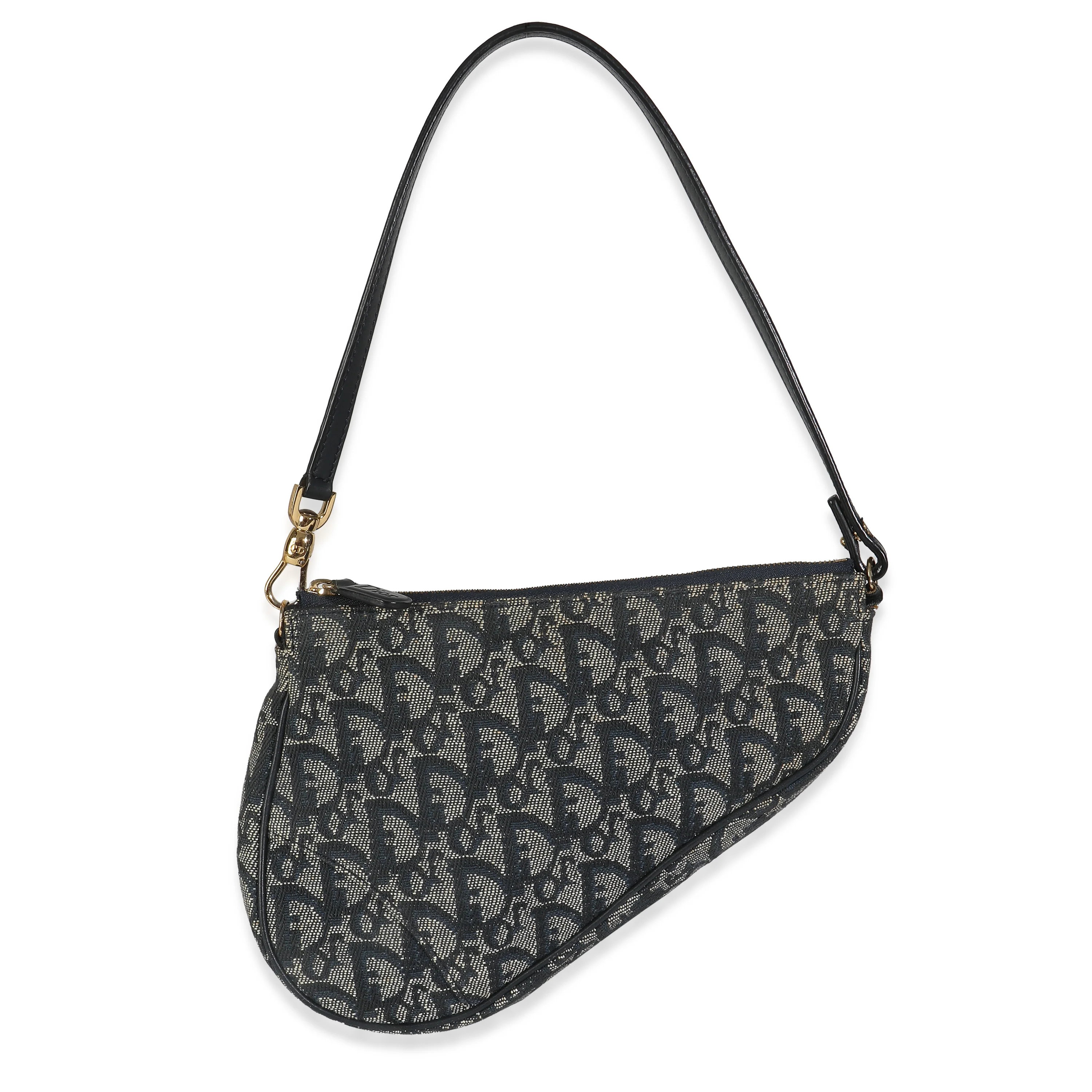 Vintage Navy Monogram Mini Saddle Pochette