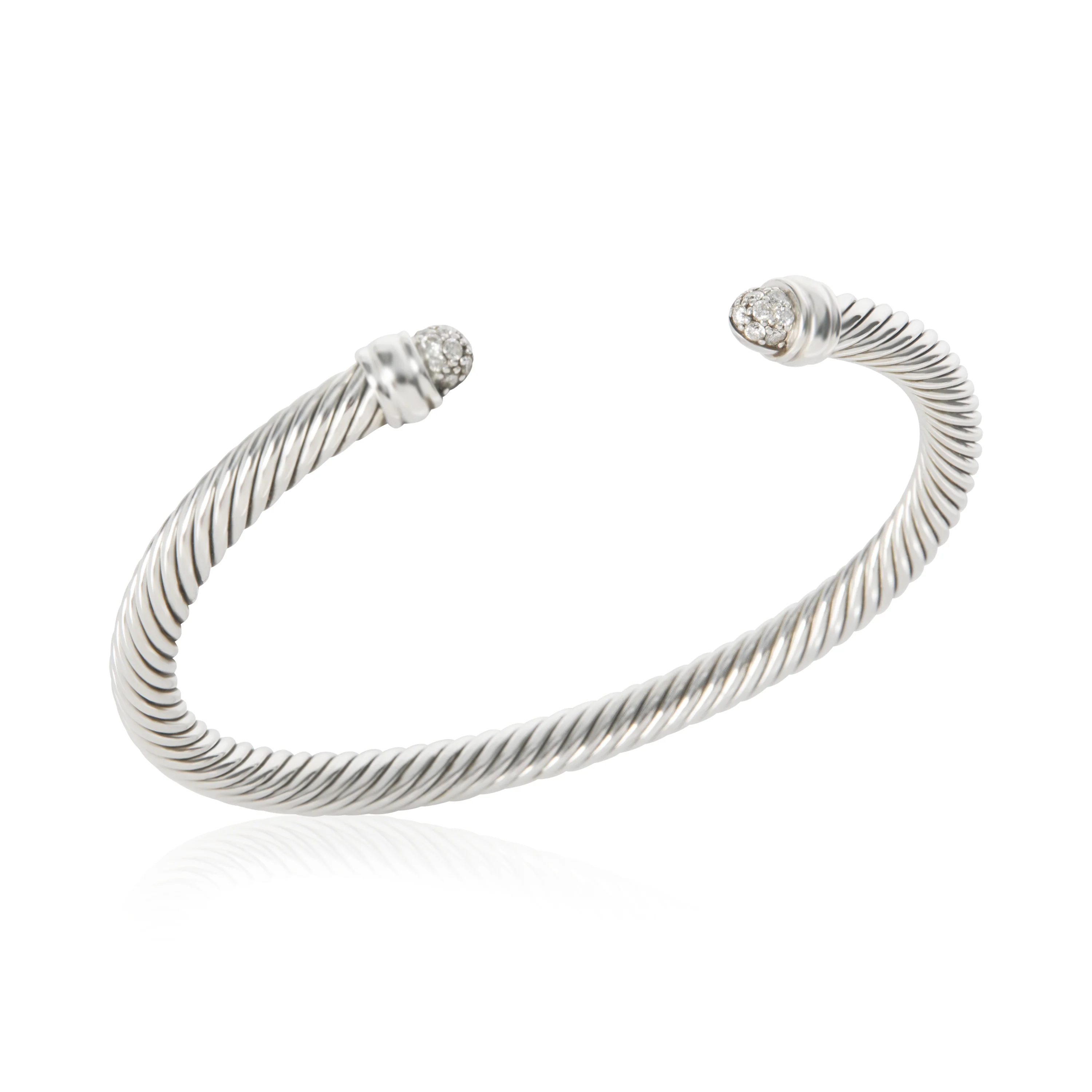 Sterling Silver Diamond Cable Classic Bracelet - Image 4