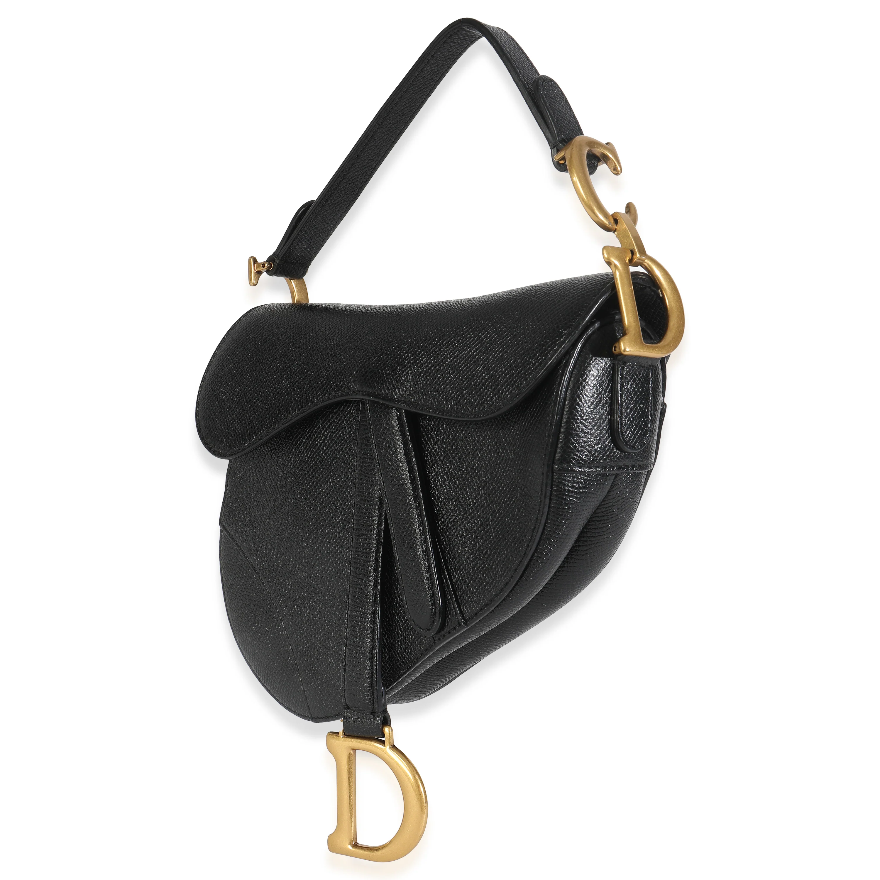 Black Grained Calfskin Mini Saddle Bag - Image 2