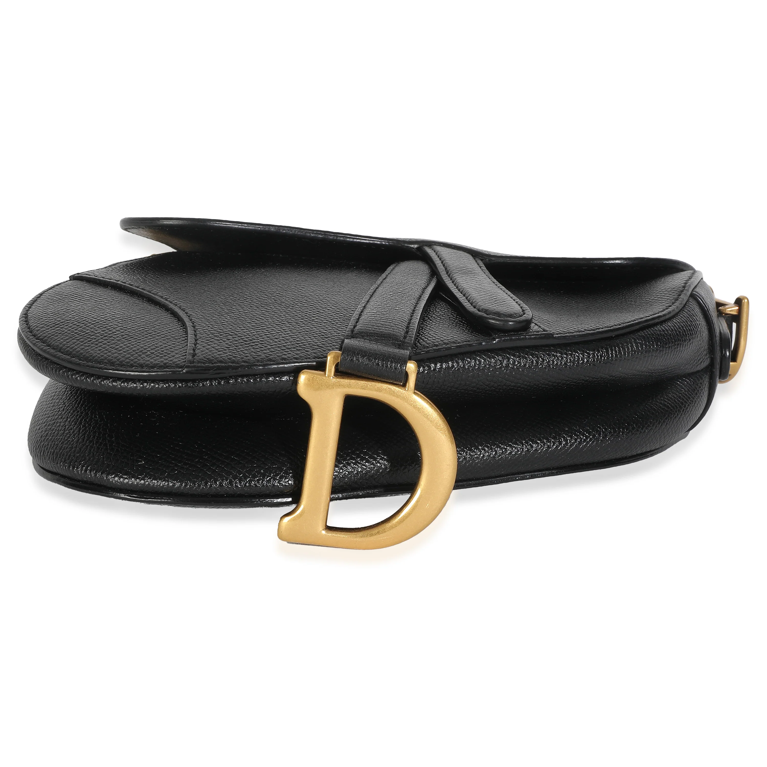 Black Grained Calfskin Mini Saddle Bag - Image 6