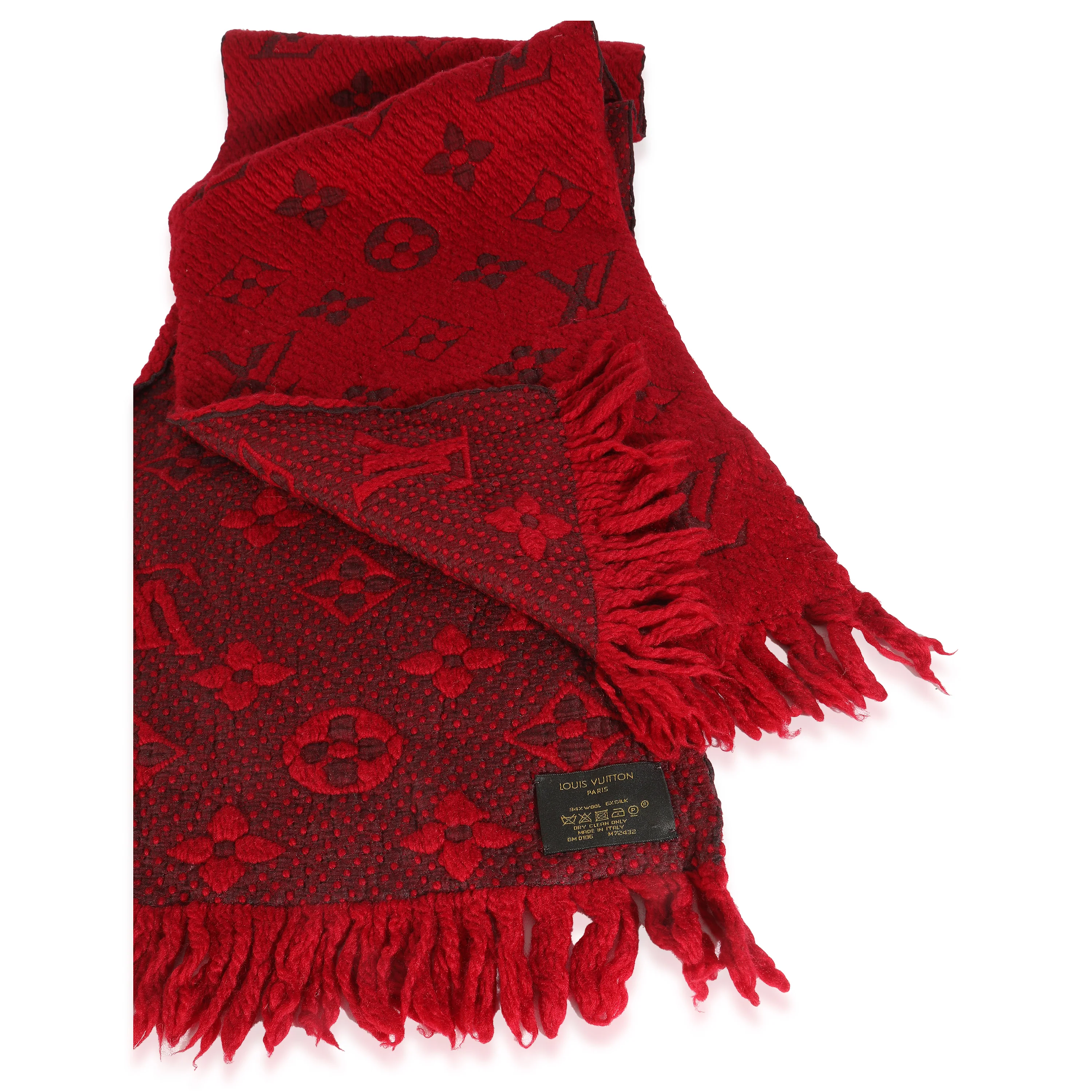 Red Wool Silk Logomania Shine Scarf - Image 3