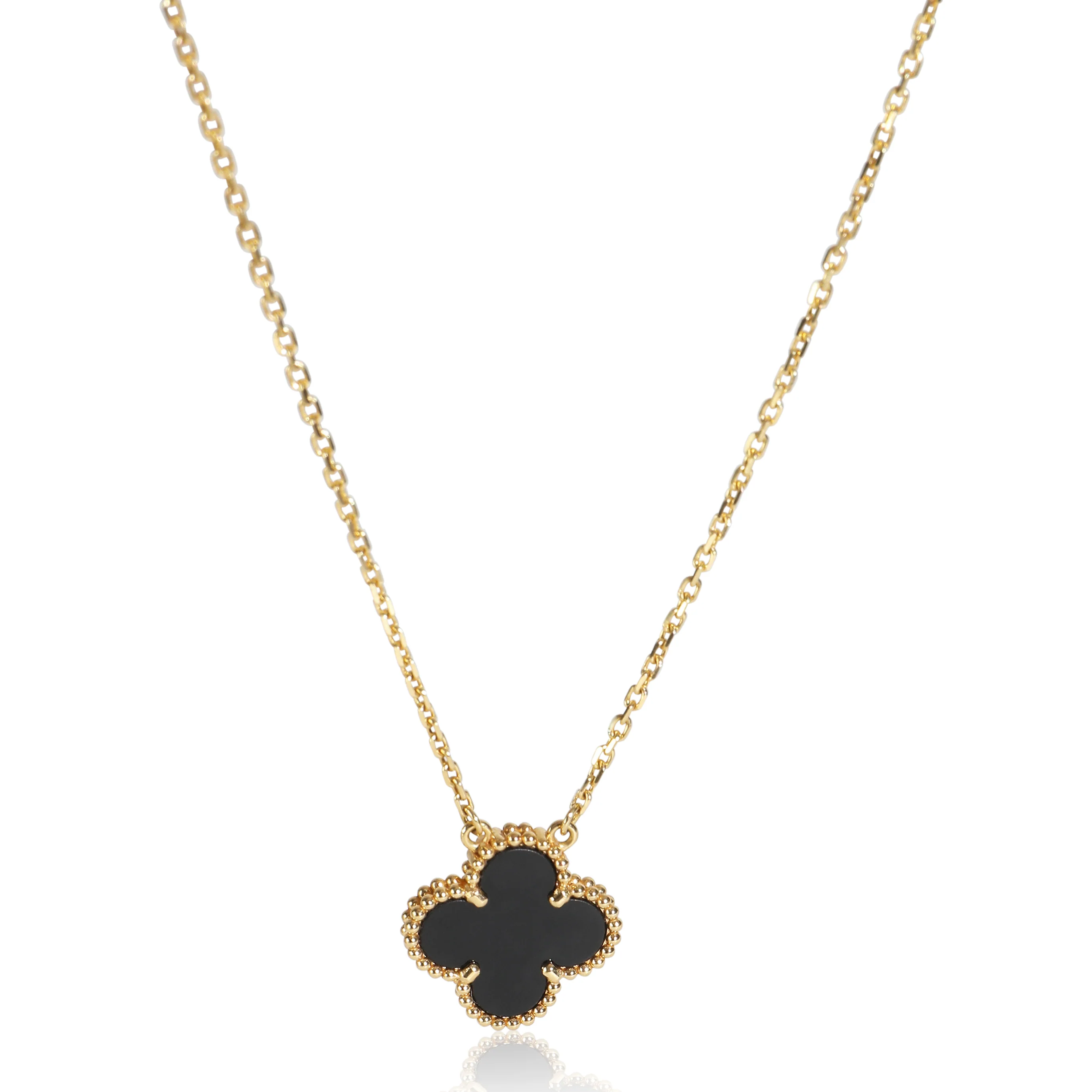 Yellow Gold Onyx Vintage Alhambra Pendant