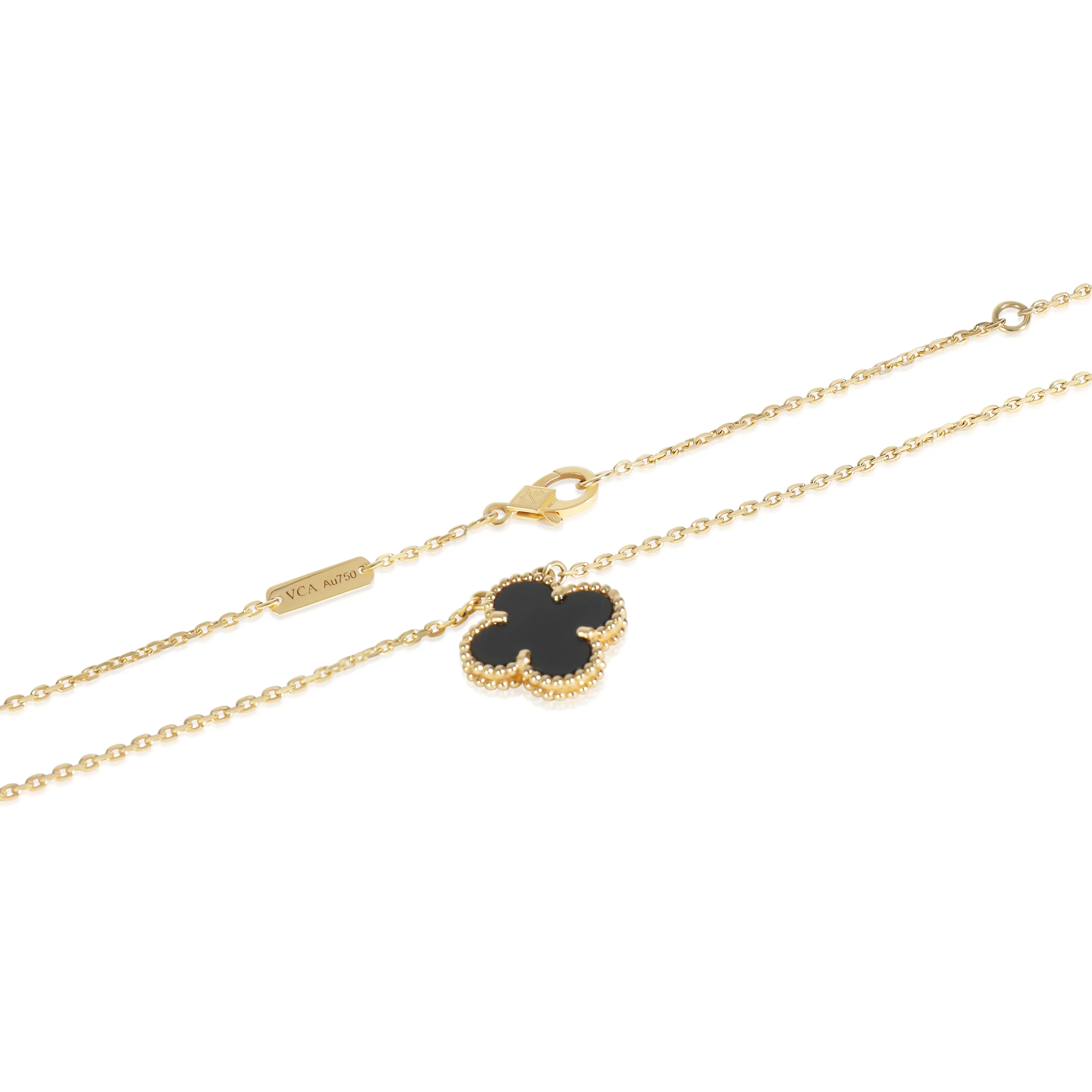 Yellow Gold Onyx Vintage Alhambra Pendant - Image 2