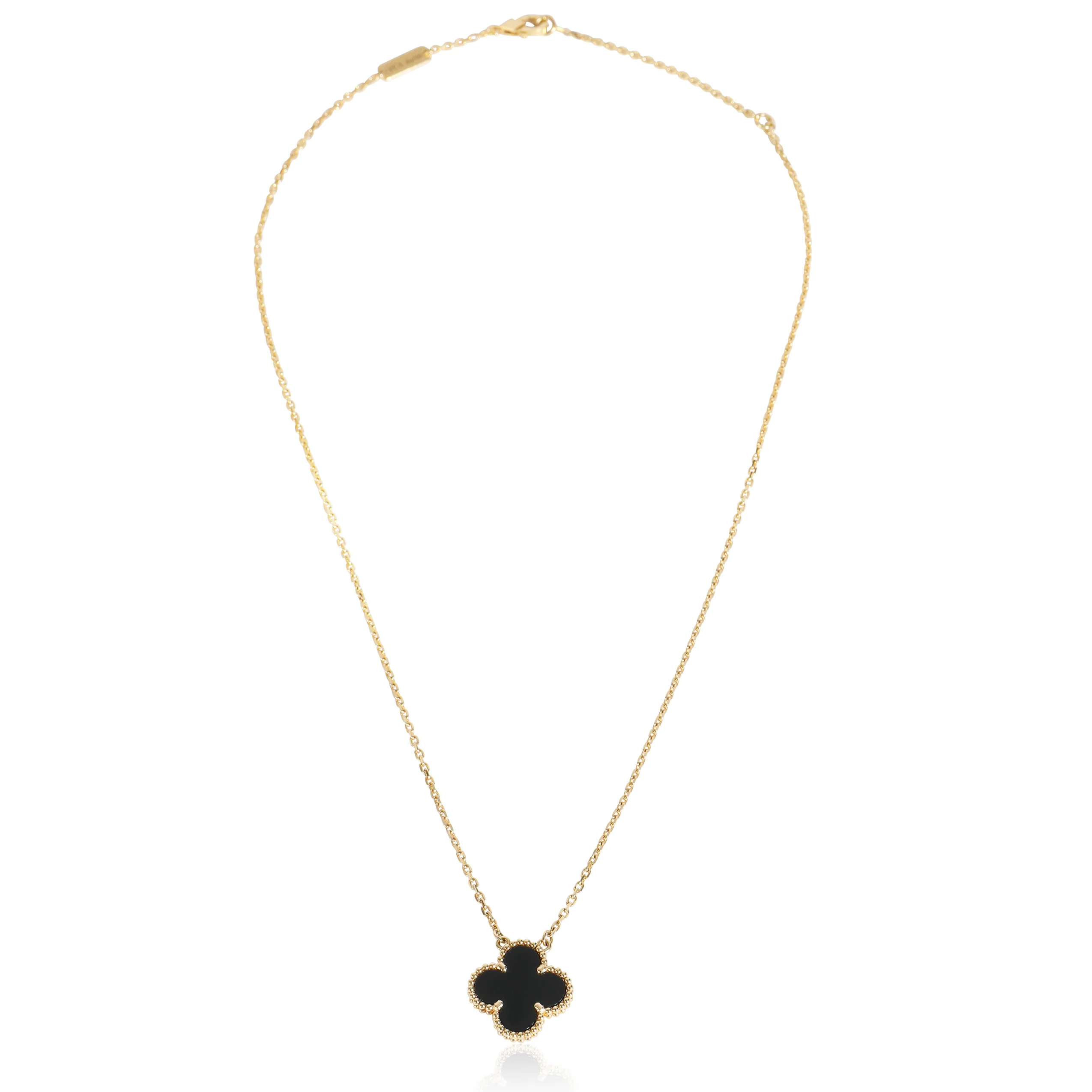 Yellow Gold Onyx Vintage Alhambra Pendant - Image 3